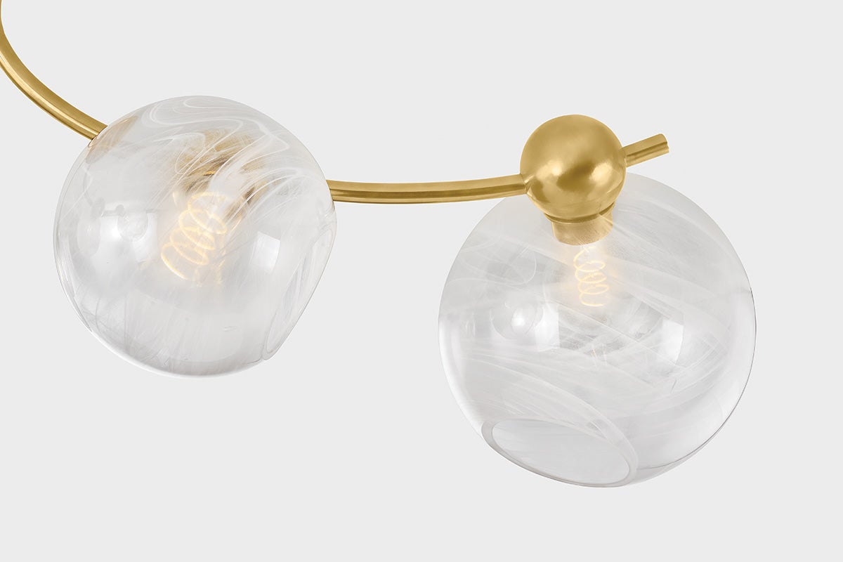 Astraia Semi-Flush Ceiling Light 6-Lights Vintage Brass & Clear Glass 54" Wide by Corbett Lighting