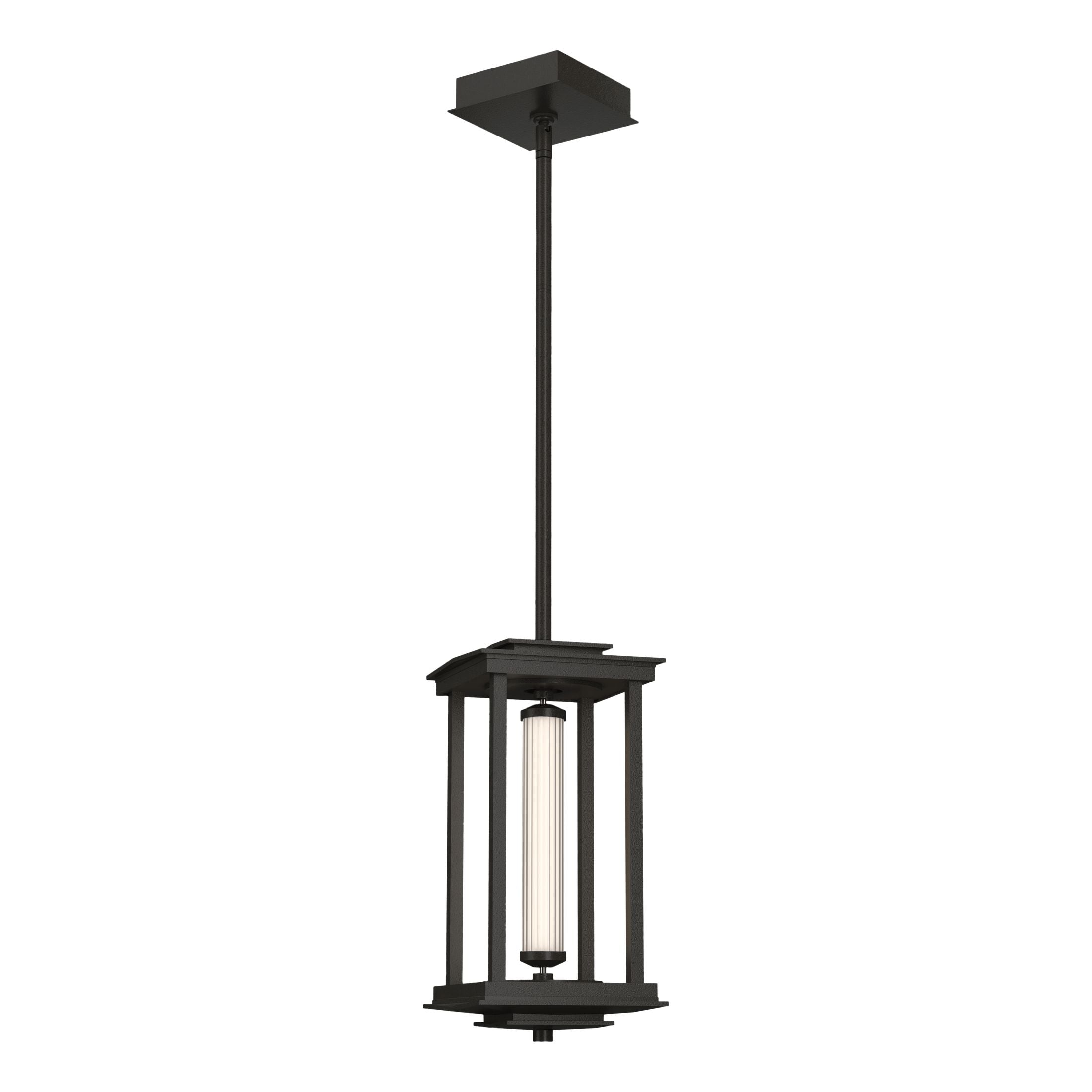 Hubbardton Forge Athena 1-Light LED Lantern, Clear Fluted Glass, Adjustable Height, Energy Efficient