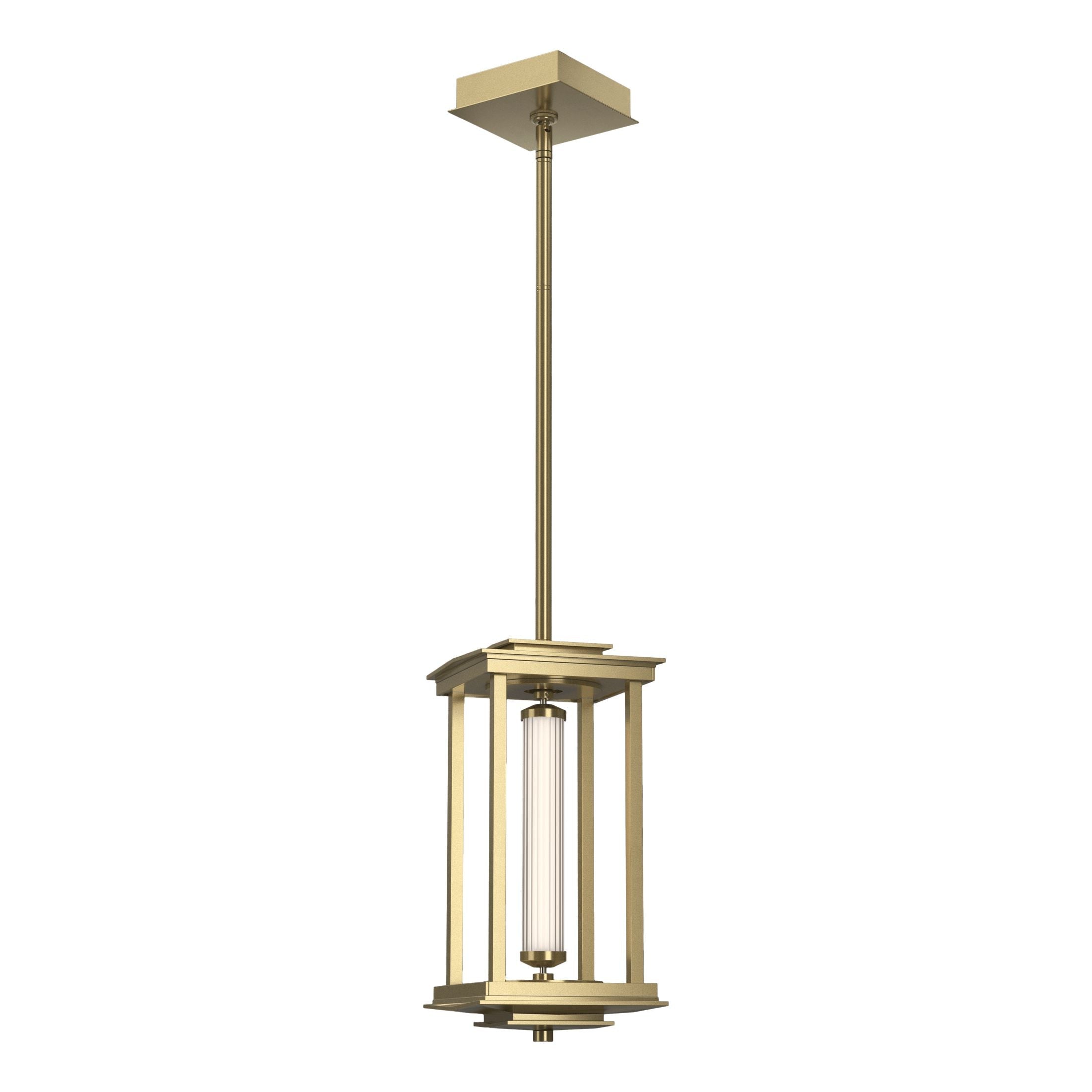 Hubbardton Forge Athena 1-Light LED Lantern, Clear Fluted Glass, Adjustable Height, Energy Efficient