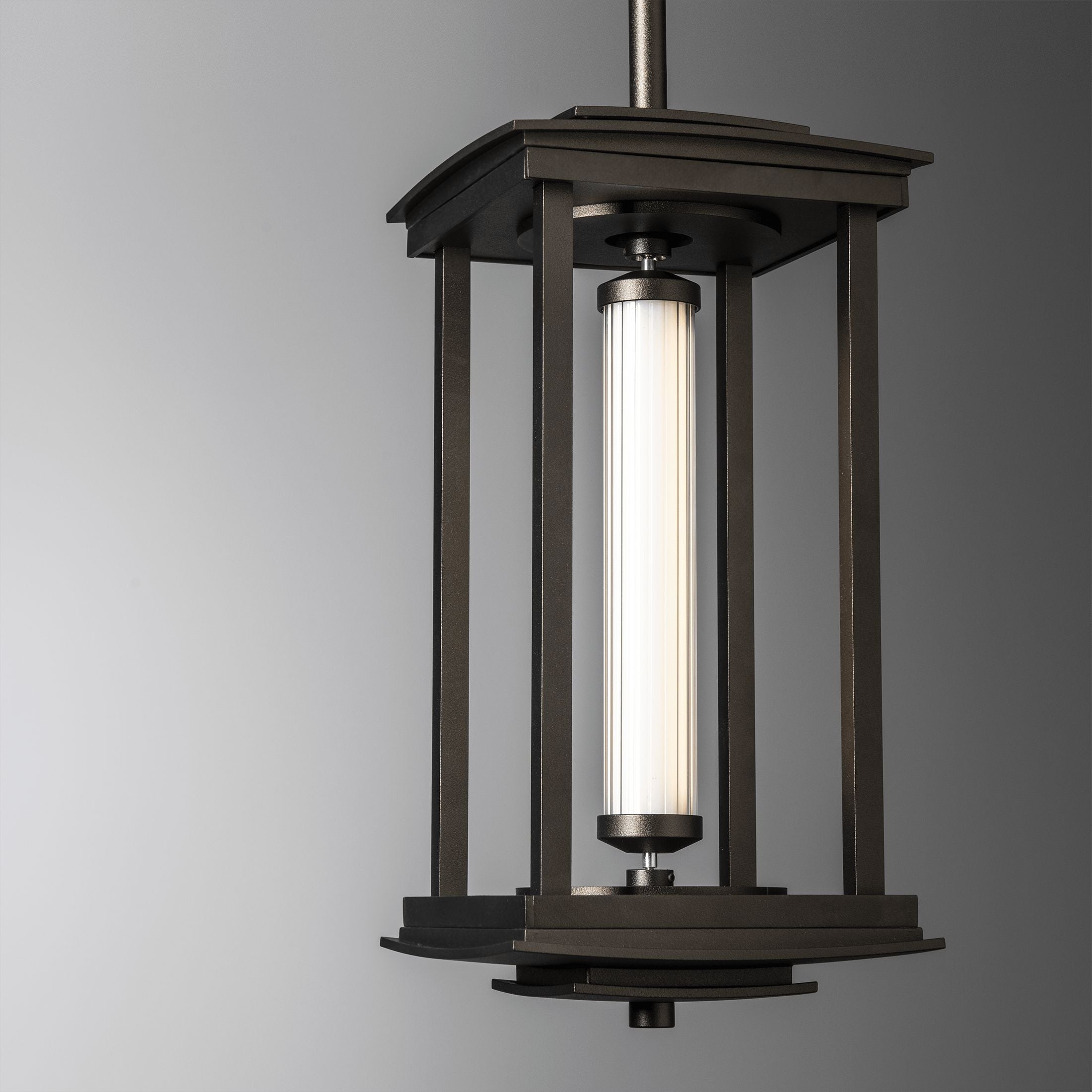 Hubbardton Forge Athena 1-Light LED Lantern, Clear Fluted Glass, Adjustable Height, Energy Efficient