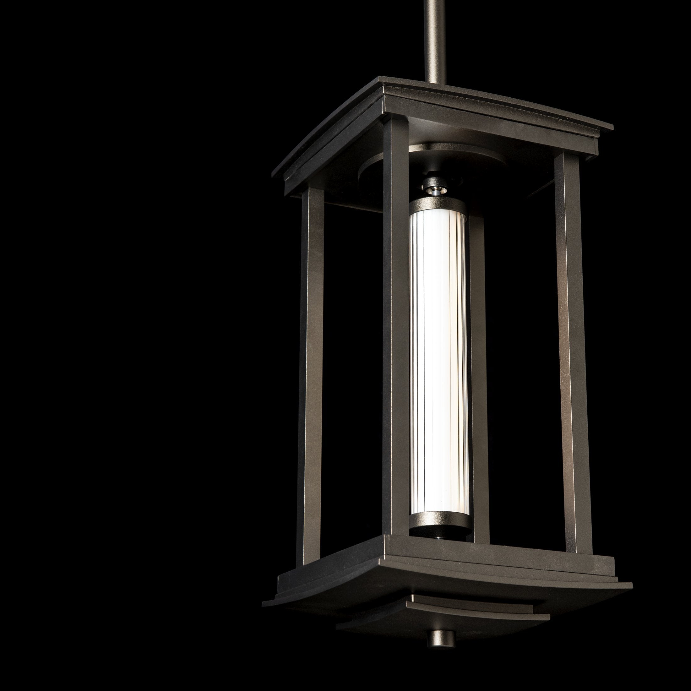 Hubbardton Forge Athena 1-Light LED Lantern, Clear Fluted Glass, Adjustable Height, Energy Efficient