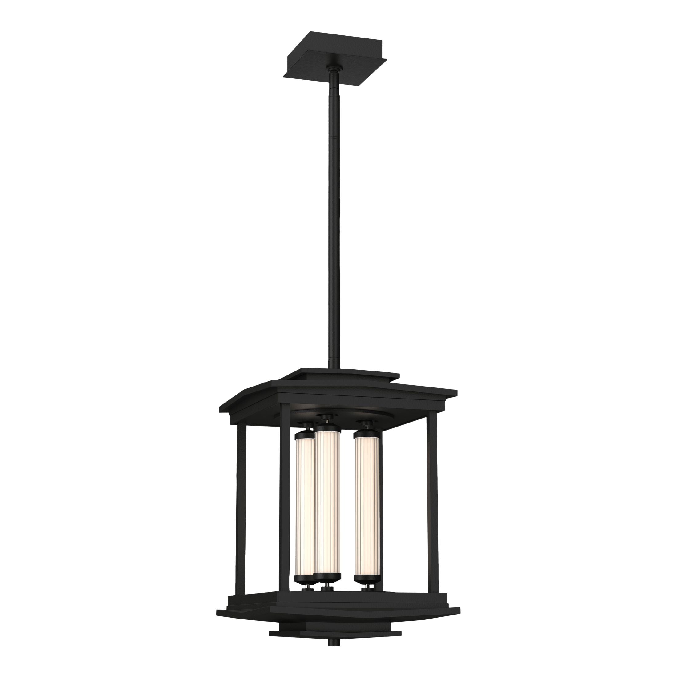 Athena 3-Light LED Pendant Lantern by Hubbardton Forge, Glass Tubes, Dimmable, Multiple Finishes