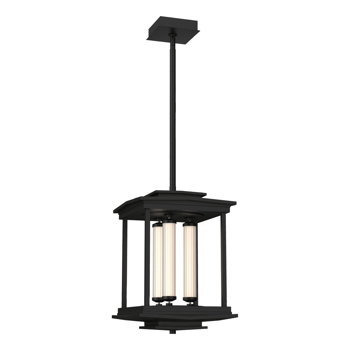 Athena 3-Light LED Pendant Lantern by Hubbardton Forge, Glass Tubes, Dimmable, Multiple Finishes