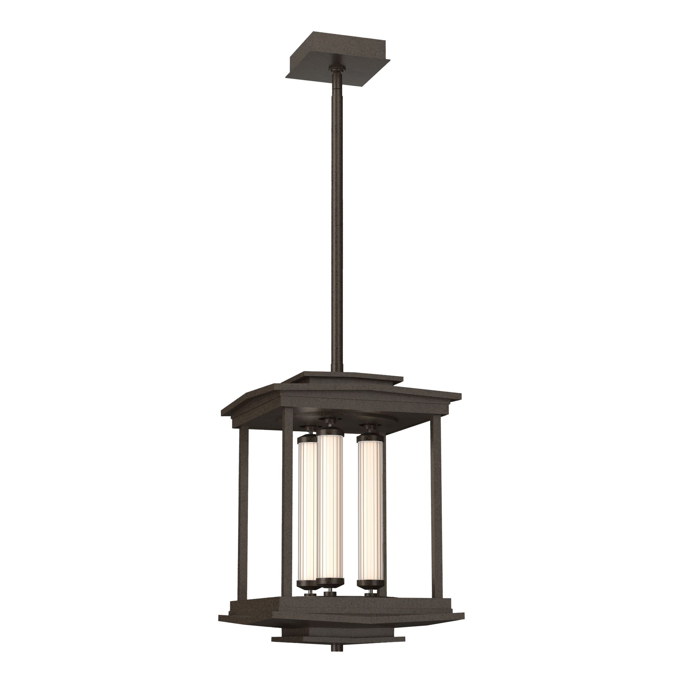 Athena 3-Light LED Pendant Lantern by Hubbardton Forge, Glass Tubes, Dimmable, Multiple Finishes