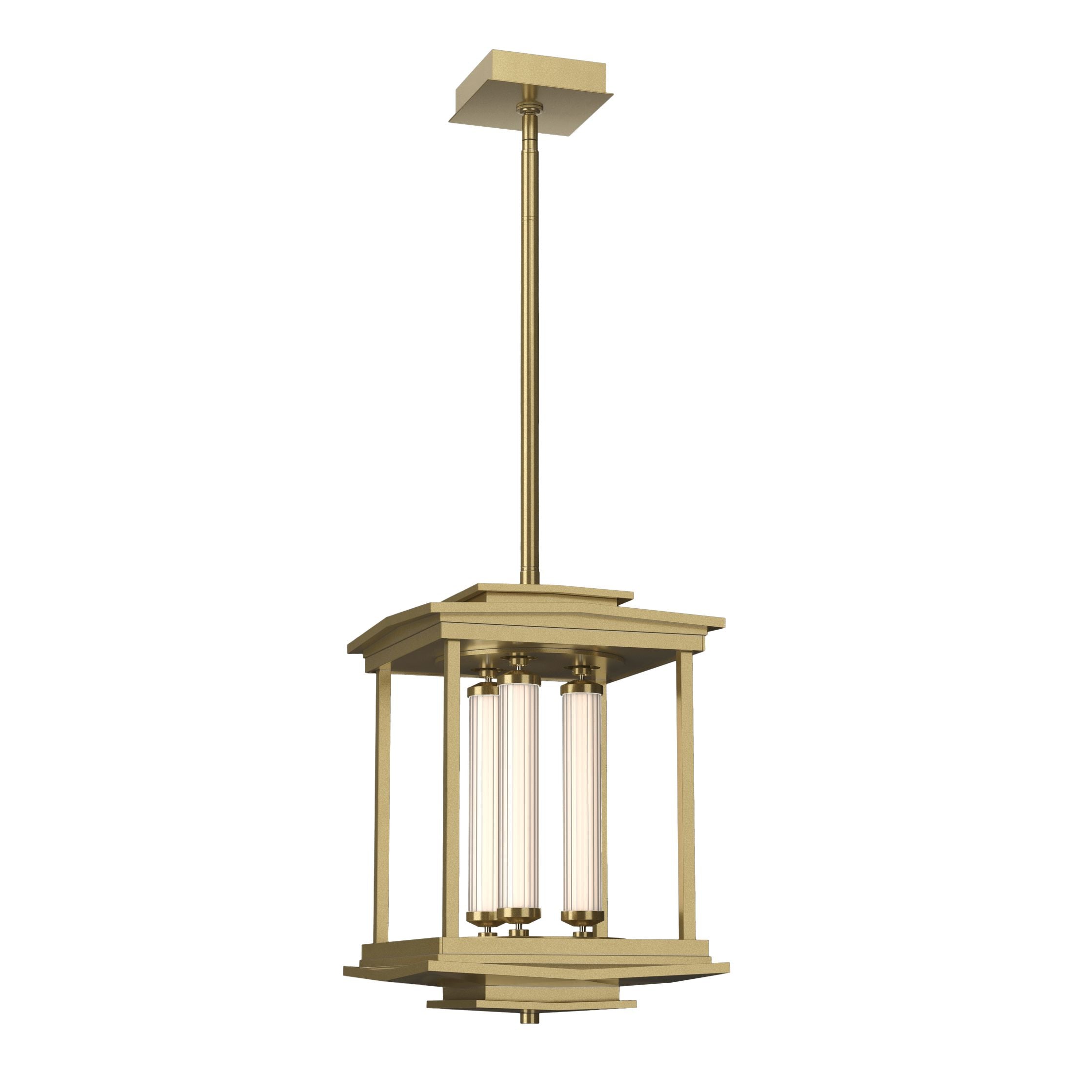 Athena 3-Light LED Pendant Lantern by Hubbardton Forge, Glass Tubes, Dimmable, Multiple Finishes