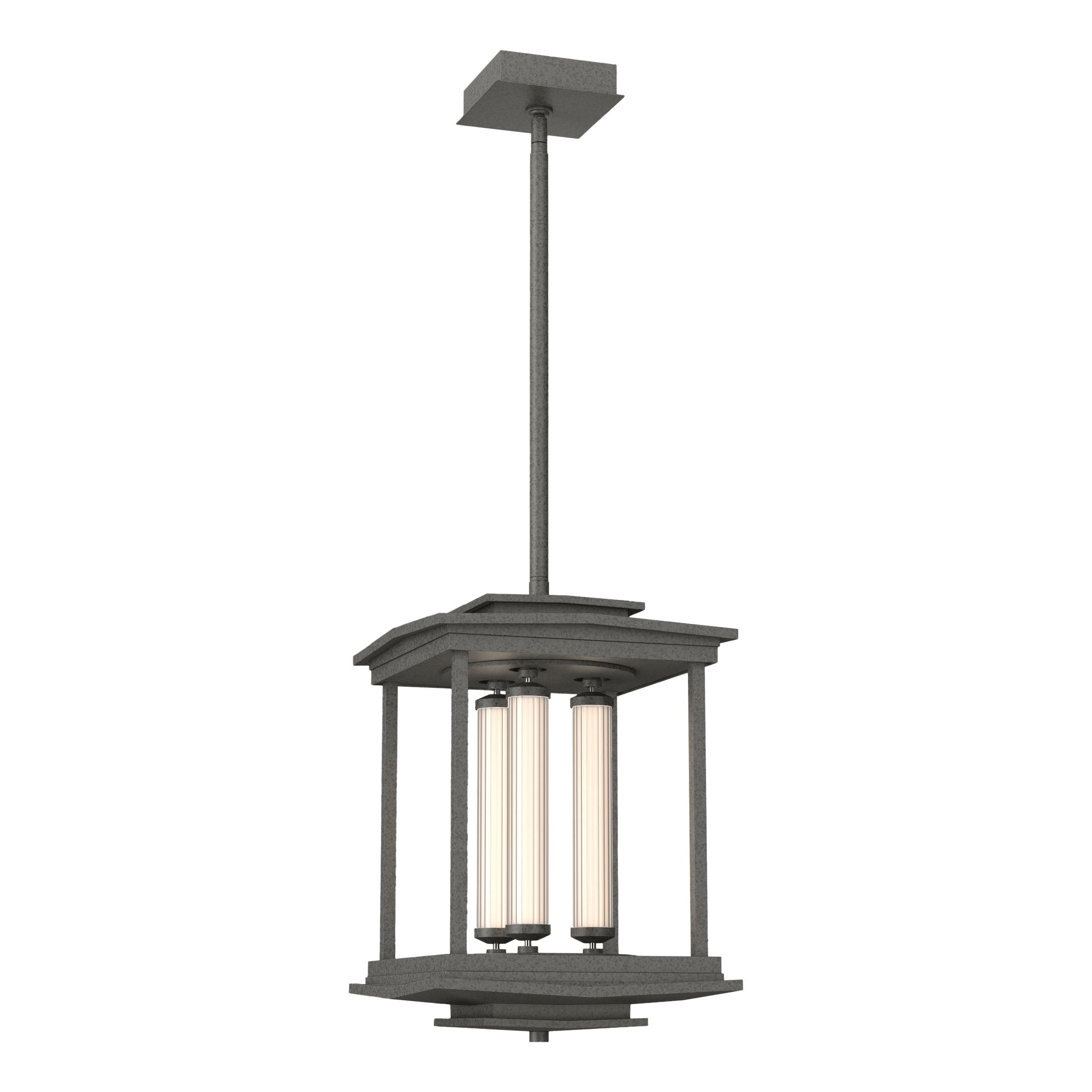 Athena 3-Light LED Pendant Lantern by Hubbardton Forge, Glass Tubes, Dimmable, Multiple Finishes