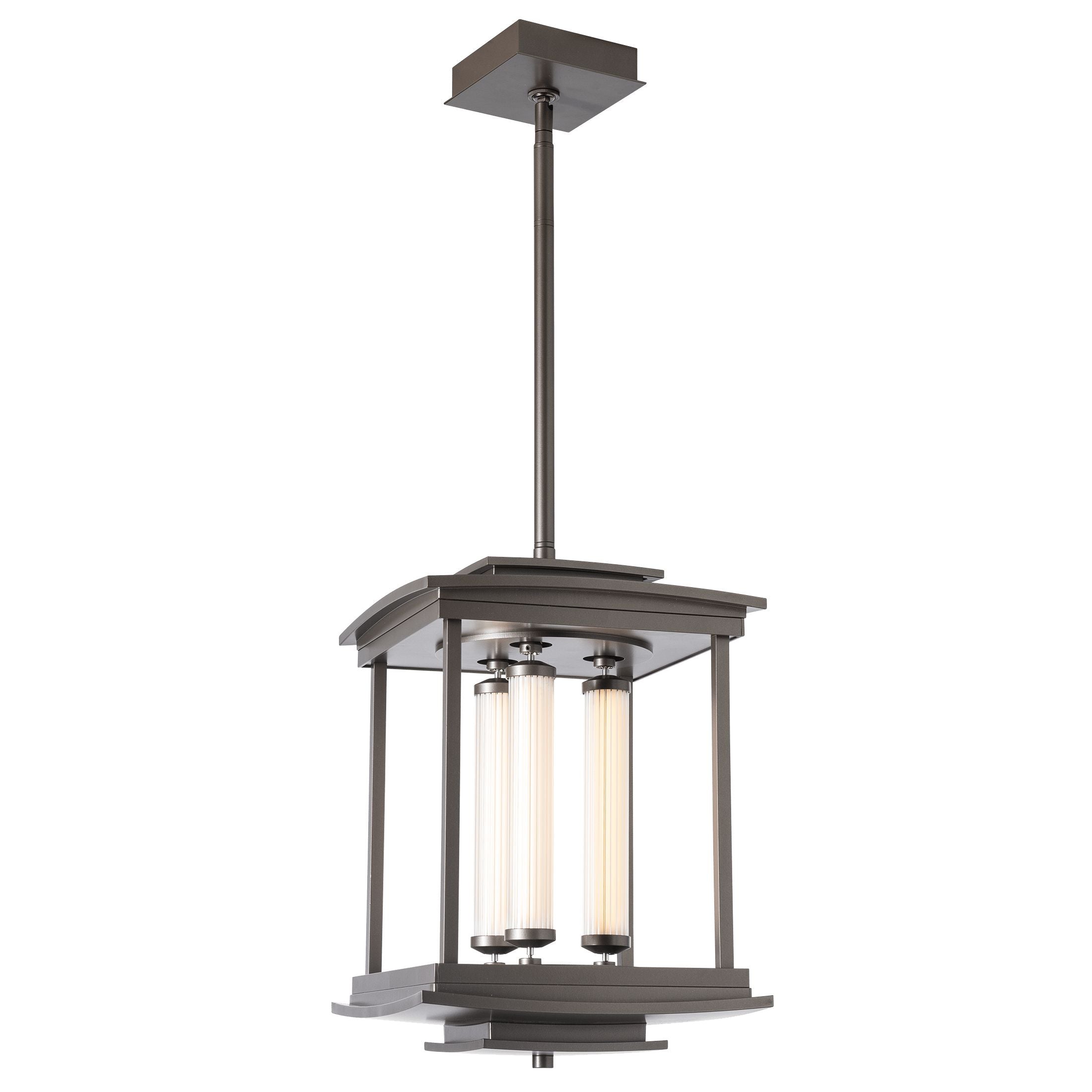 Athena 3-Light LED Pendant Lantern by Hubbardton Forge, Glass Tubes, Dimmable, Multiple Finishes