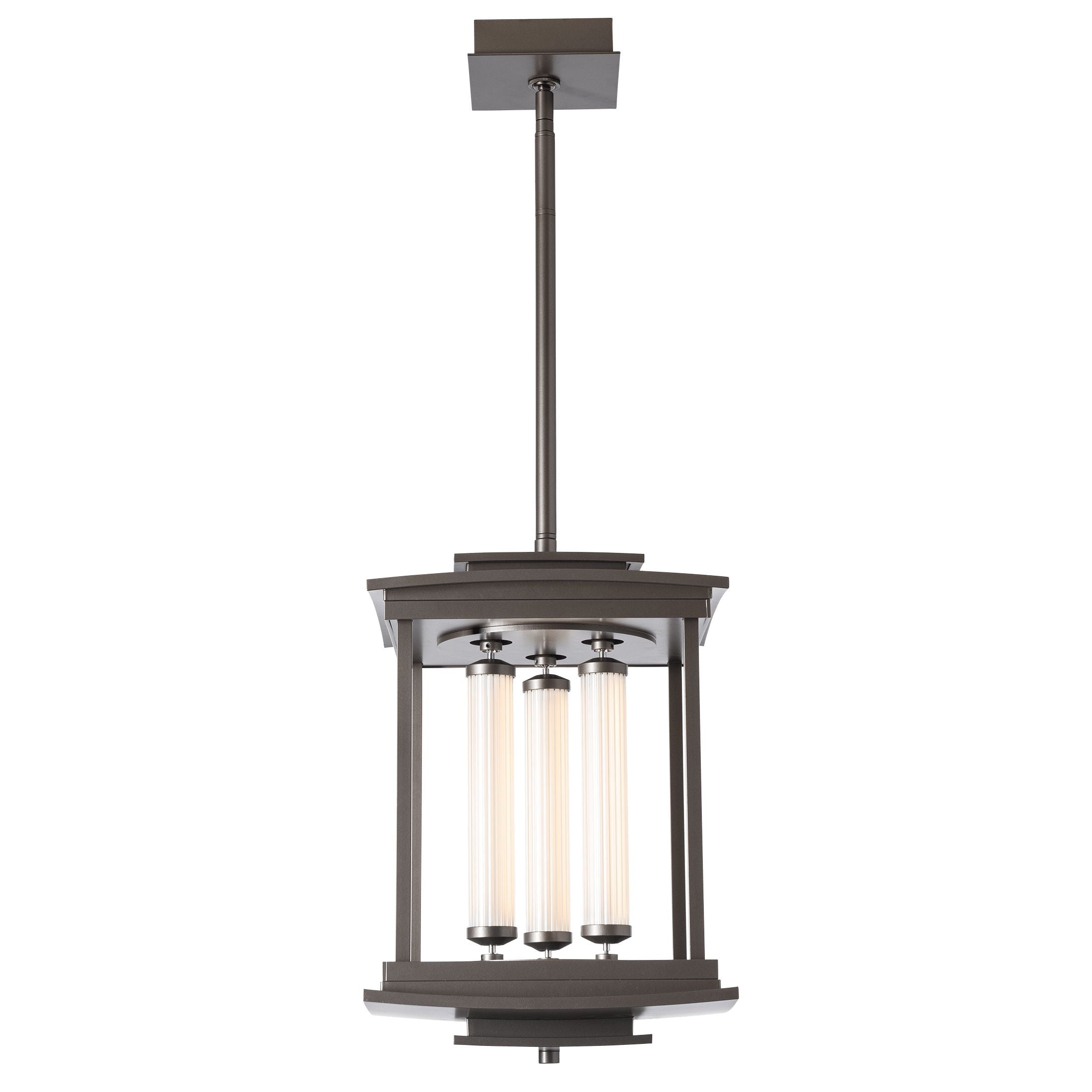 Athena 3-Light LED Pendant Lantern by Hubbardton Forge, Glass Tubes, Dimmable, Multiple Finishes