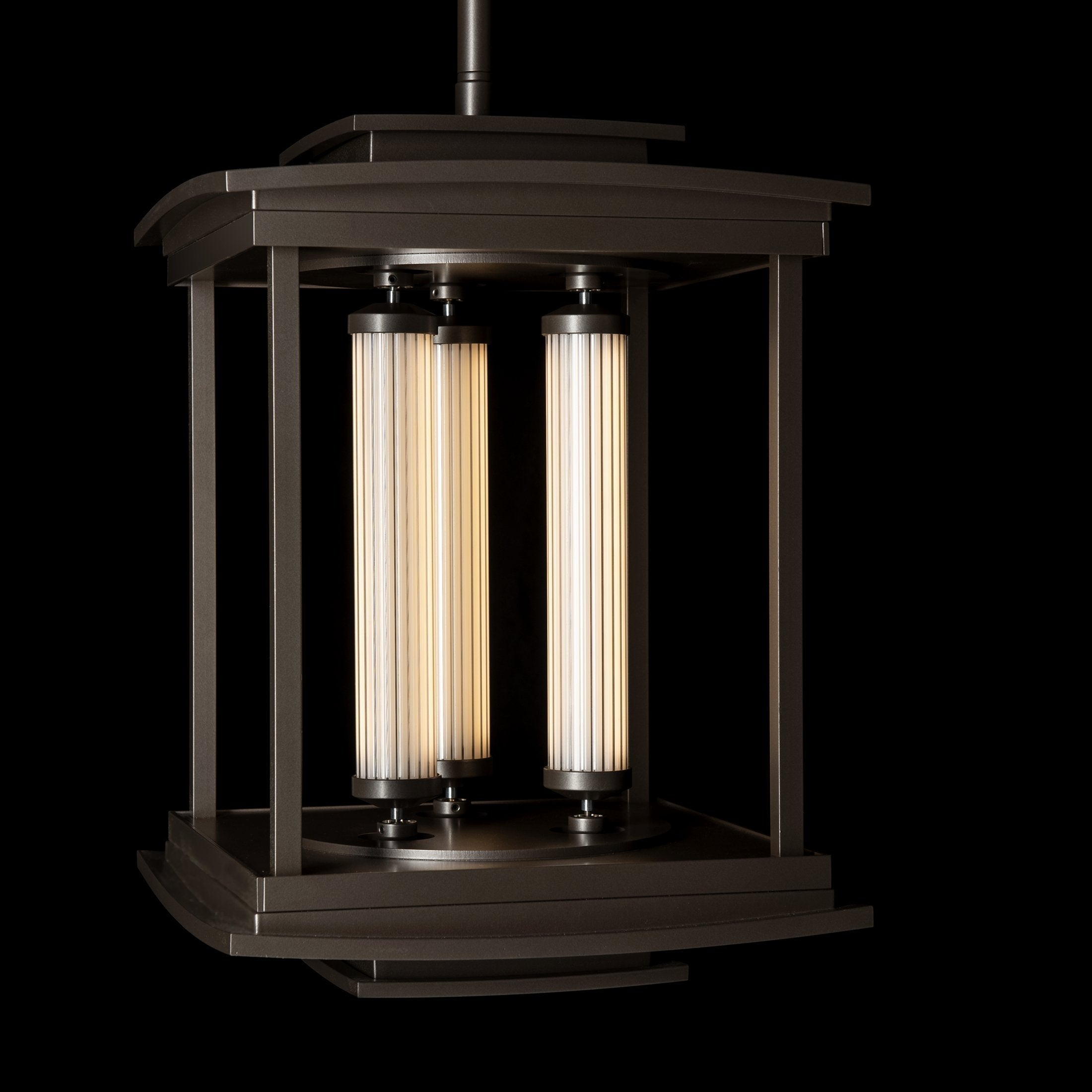 Athena 3-Light LED Pendant Lantern by Hubbardton Forge, Glass Tubes, Dimmable, Multiple Finishes