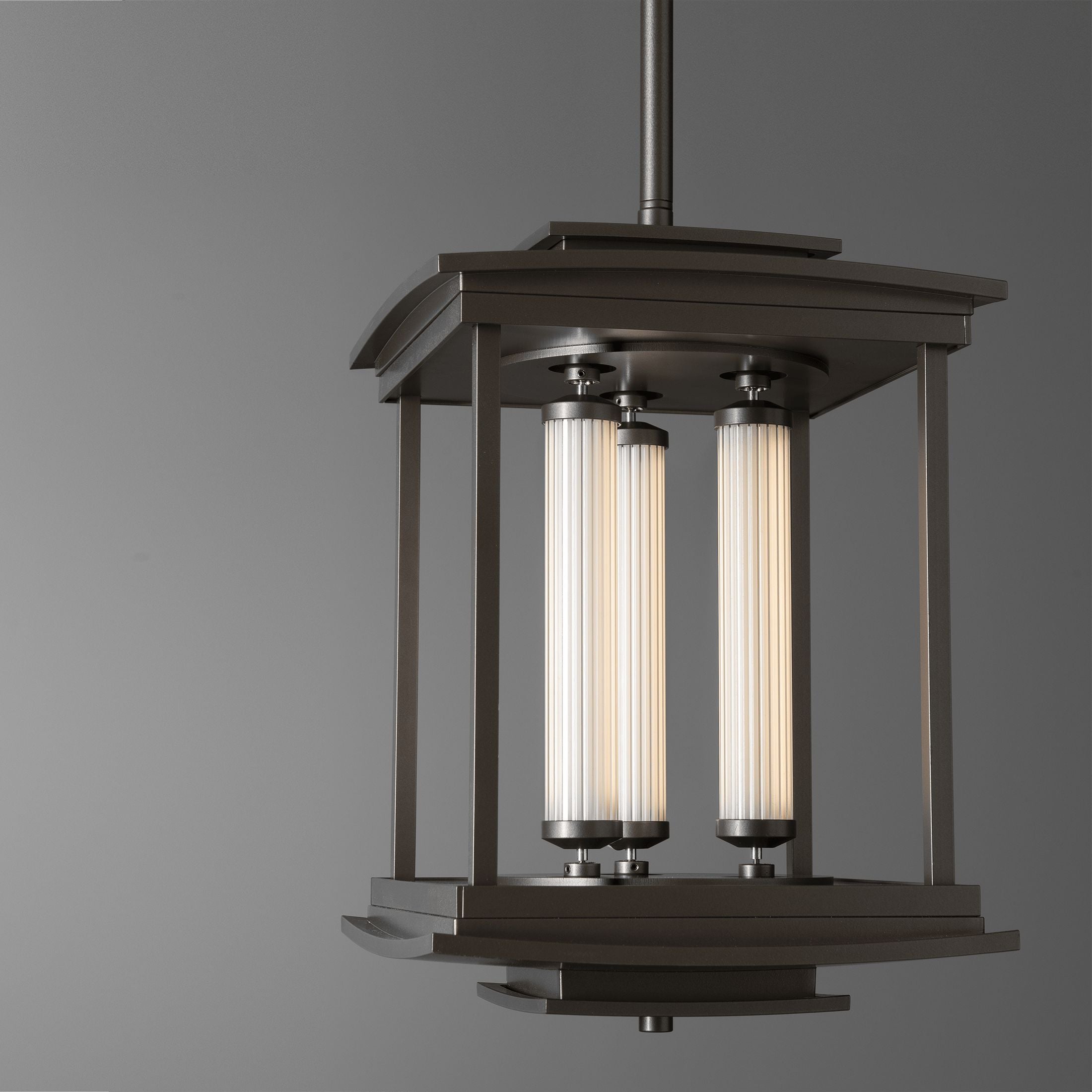 Athena 3-Light LED Pendant Lantern by Hubbardton Forge, Glass Tubes, Dimmable, Multiple Finishes