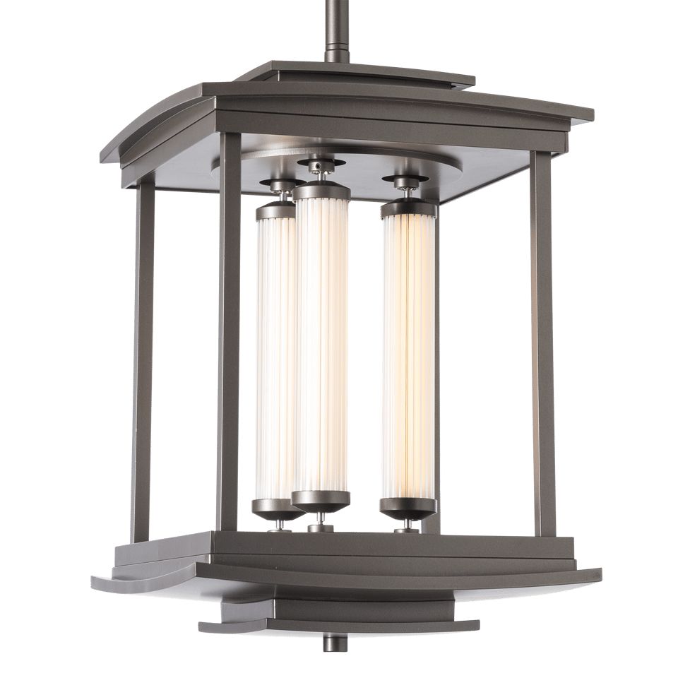 Athena 3-Light LED Pendant Lantern by Hubbardton Forge, Glass Tubes, Dimmable, Multiple Finishes