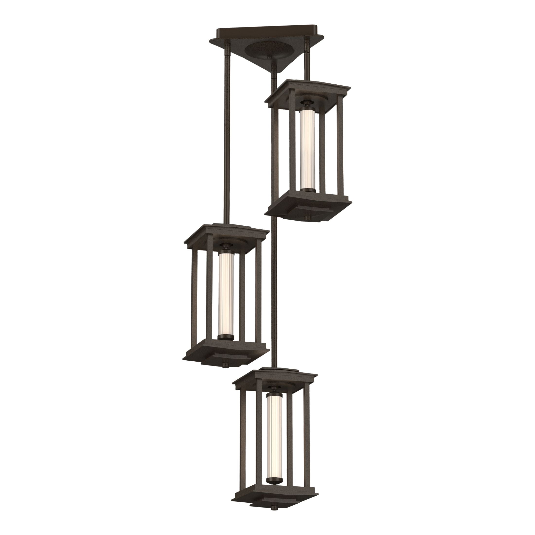 Hubbardton Forge Athena Triple Short LED Lantern, 1440 Lumens, Multi-Stem Design, Damp Rated