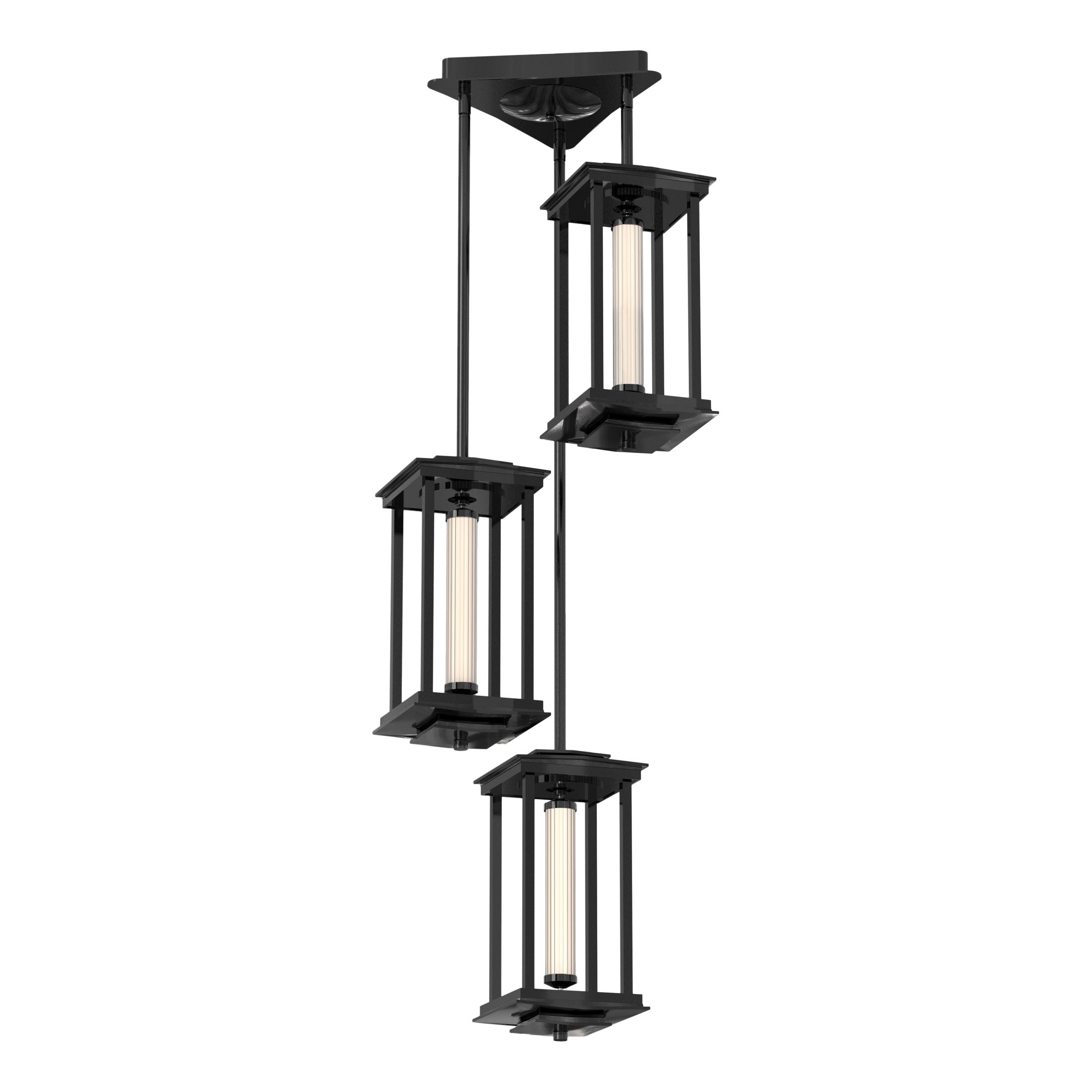 Hubbardton Forge Athena Triple Short LED Lantern, 1440 Lumens, Multi-Stem Design, Damp Rated