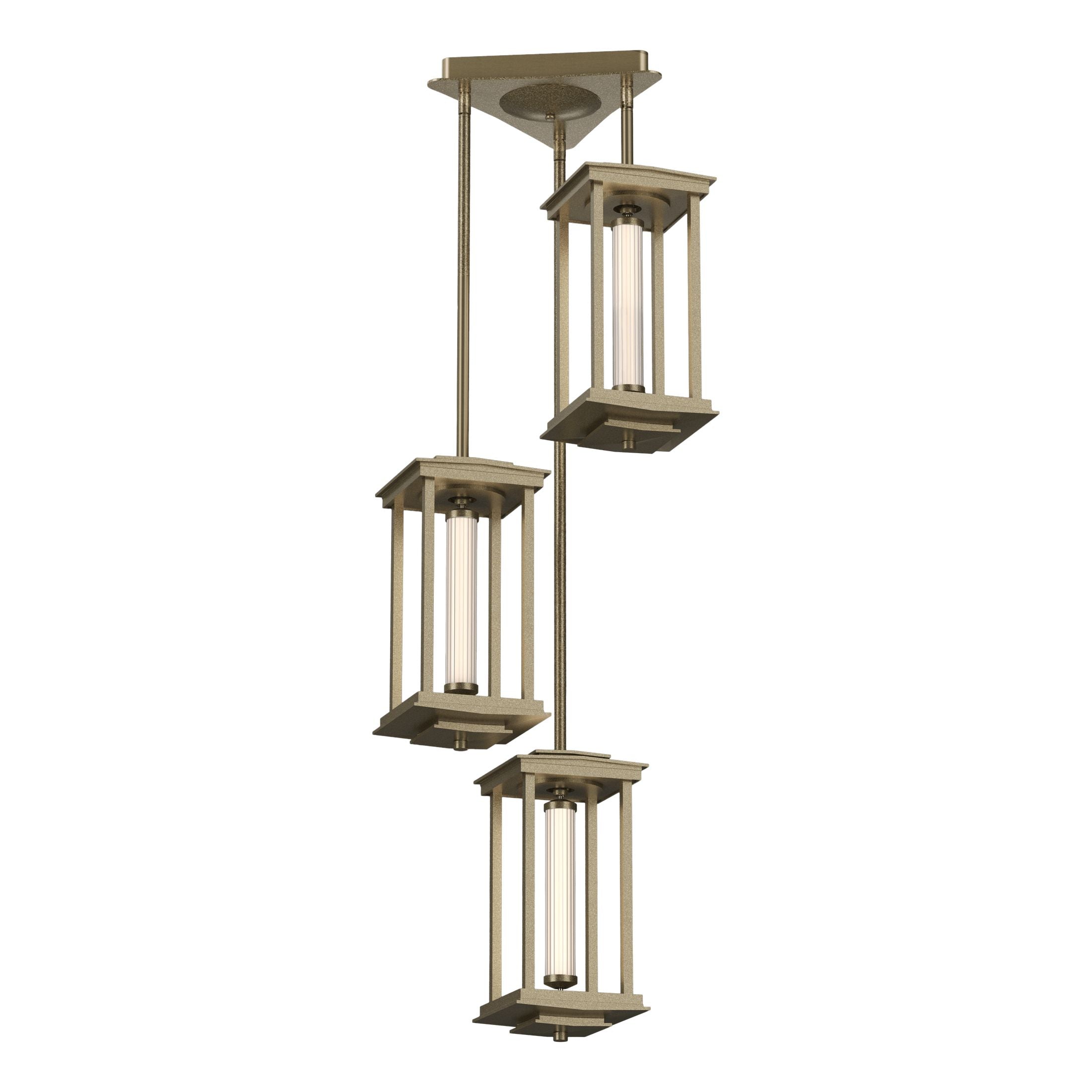 Hubbardton Forge Athena Triple Short LED Lantern, 1440 Lumens, Multi-Stem Design, Damp Rated