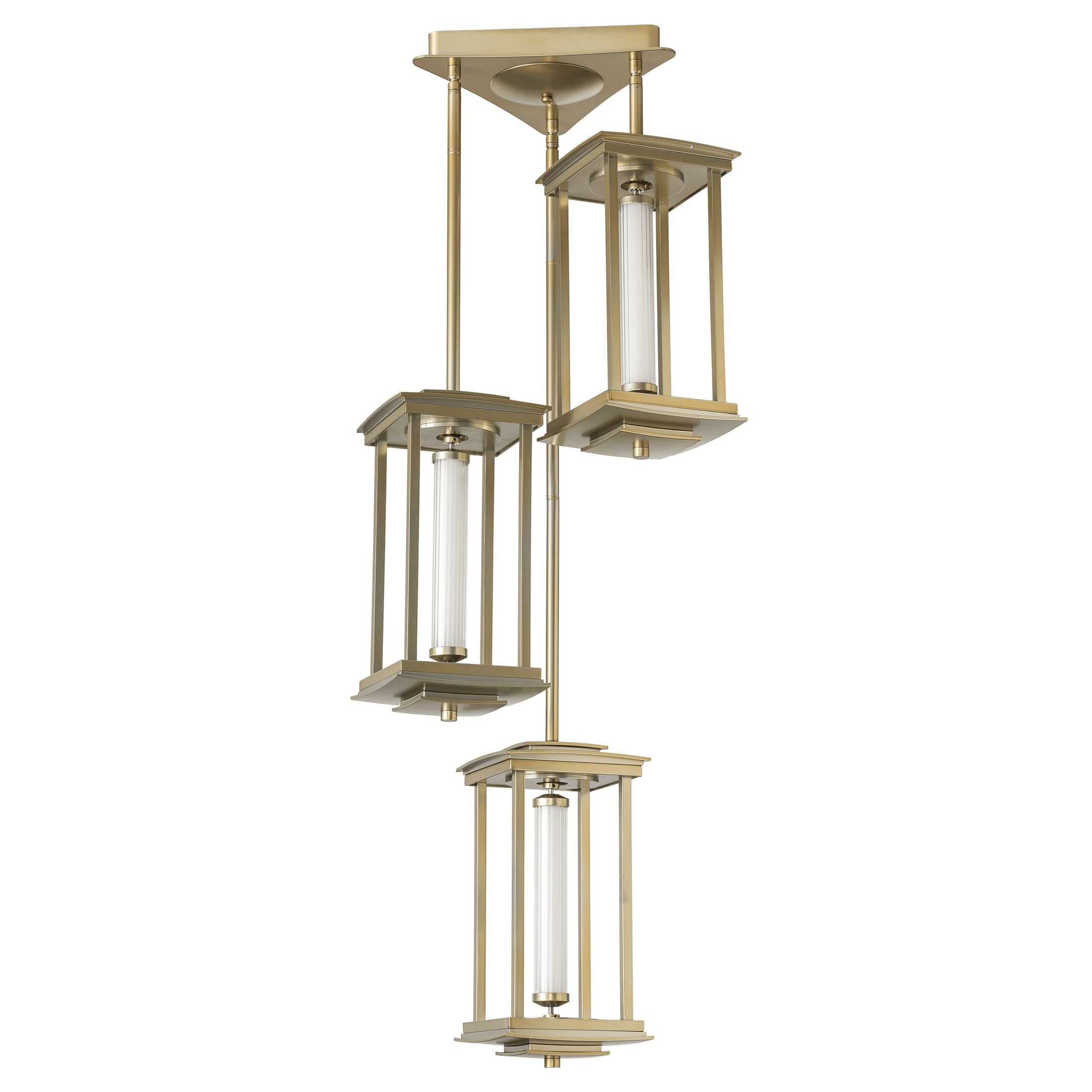 Hubbardton Forge Athena Triple Short LED Lantern, 1440 Lumens, Multi-Stem Design, Damp Rated