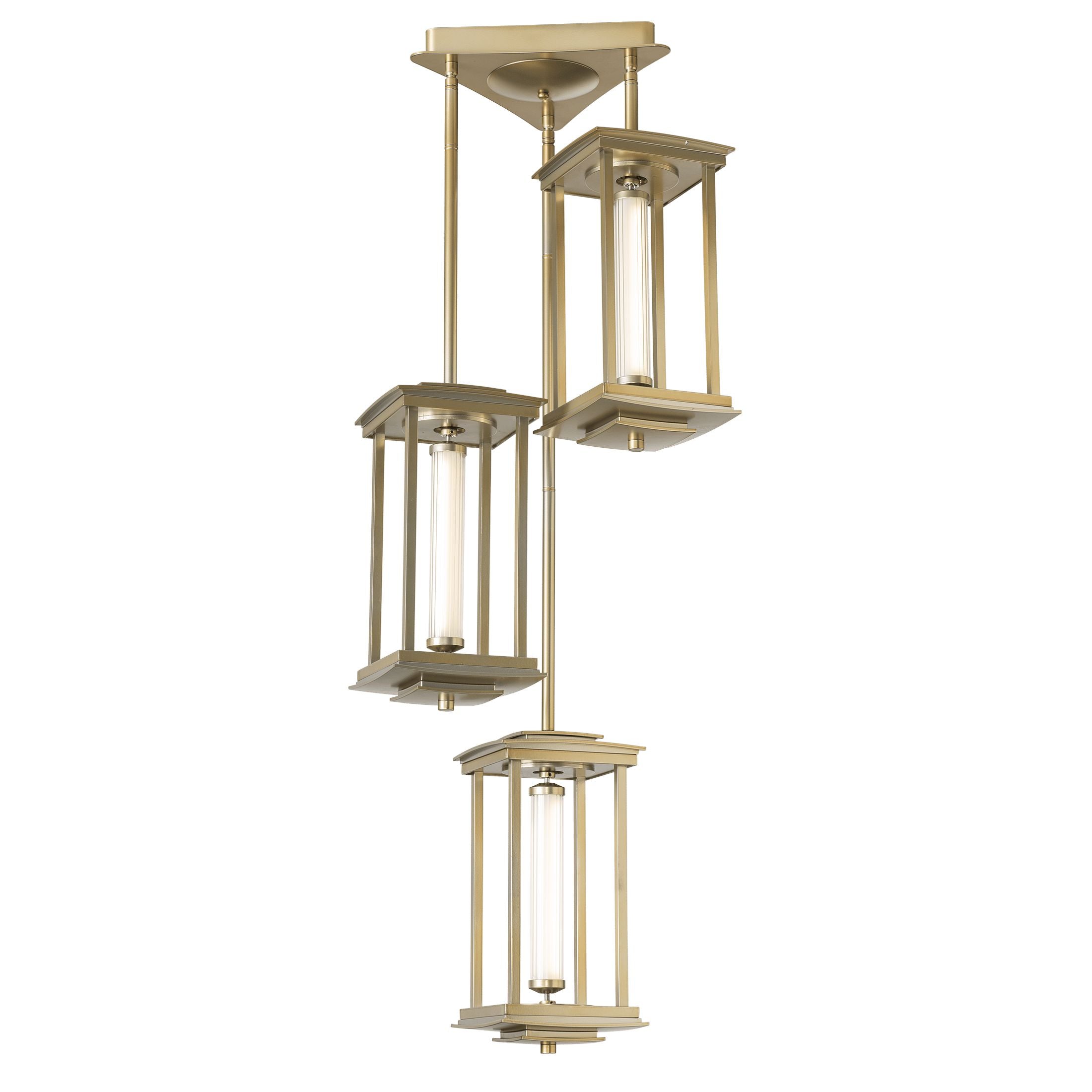 Hubbardton Forge Athena Triple Short LED Lantern, 1440 Lumens, Multi-Stem Design, Damp Rated