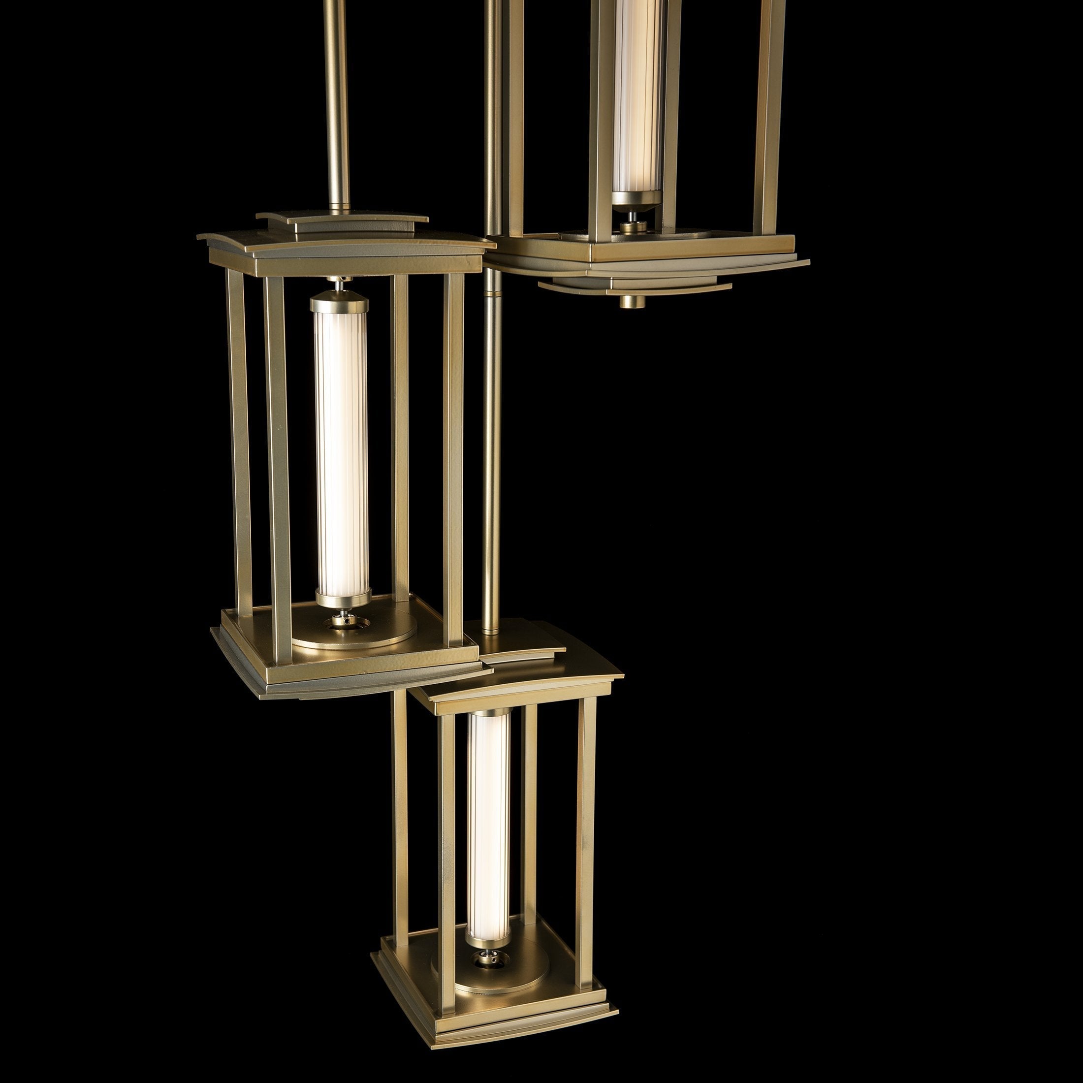 Hubbardton Forge Athena Triple Short LED Lantern, 1440 Lumens, Multi-Stem Design, Damp Rated