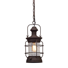 Atkins Outdoor Hanging Light by Troy Lighting, 2-Tier Design, Heritage Bronze Finish, Seeded Glass Shade