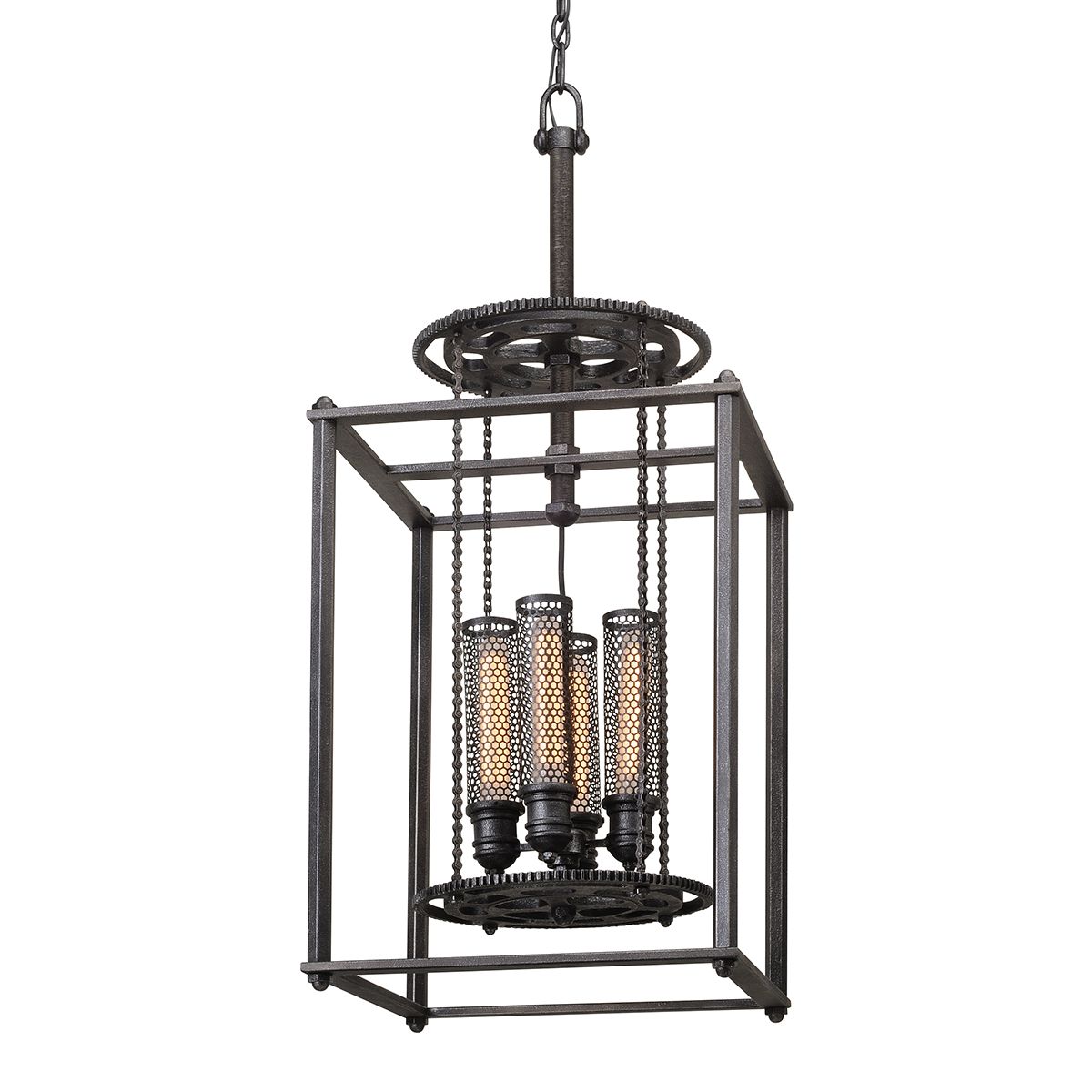 Atlas Small Lantern 38.25" by Troy Lighting - Hand-Worked Iron, Aged Pewter Finish, Dimmable Lighting