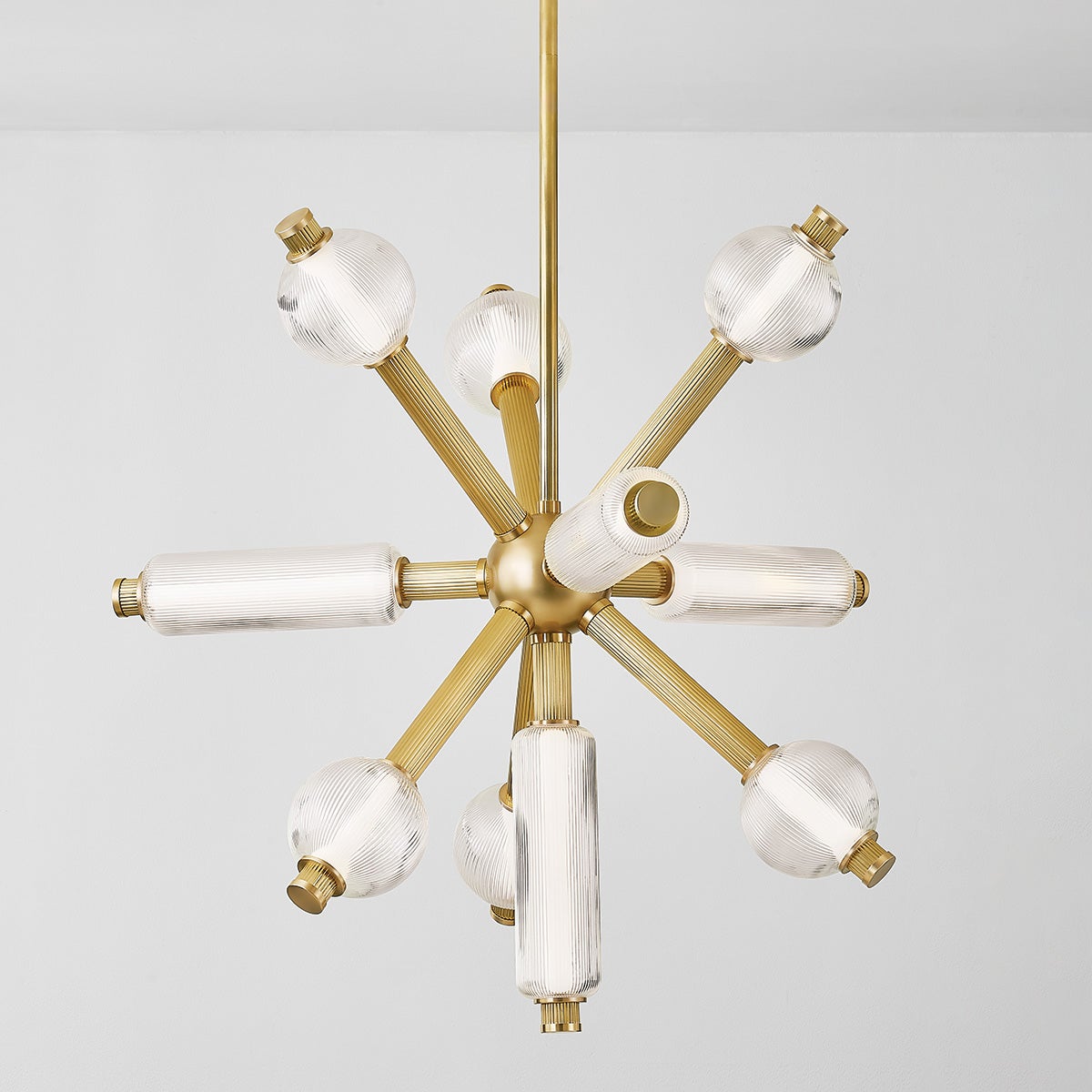 Atom LED Chandelier 10 Bulbs, Dimmable, Mid-Century Modern Design, 40.75"-70.75" Adjustable Height