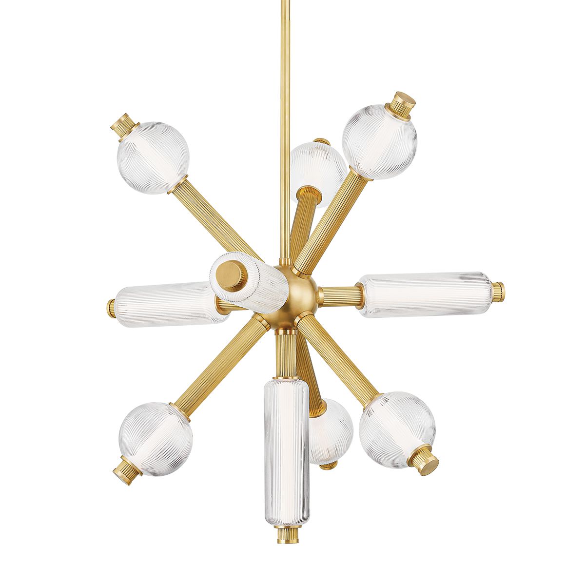 Atom LED Chandelier 10 Bulbs, Dimmable, Mid-Century Modern Design, 40.75"-70.75" Adjustable Height