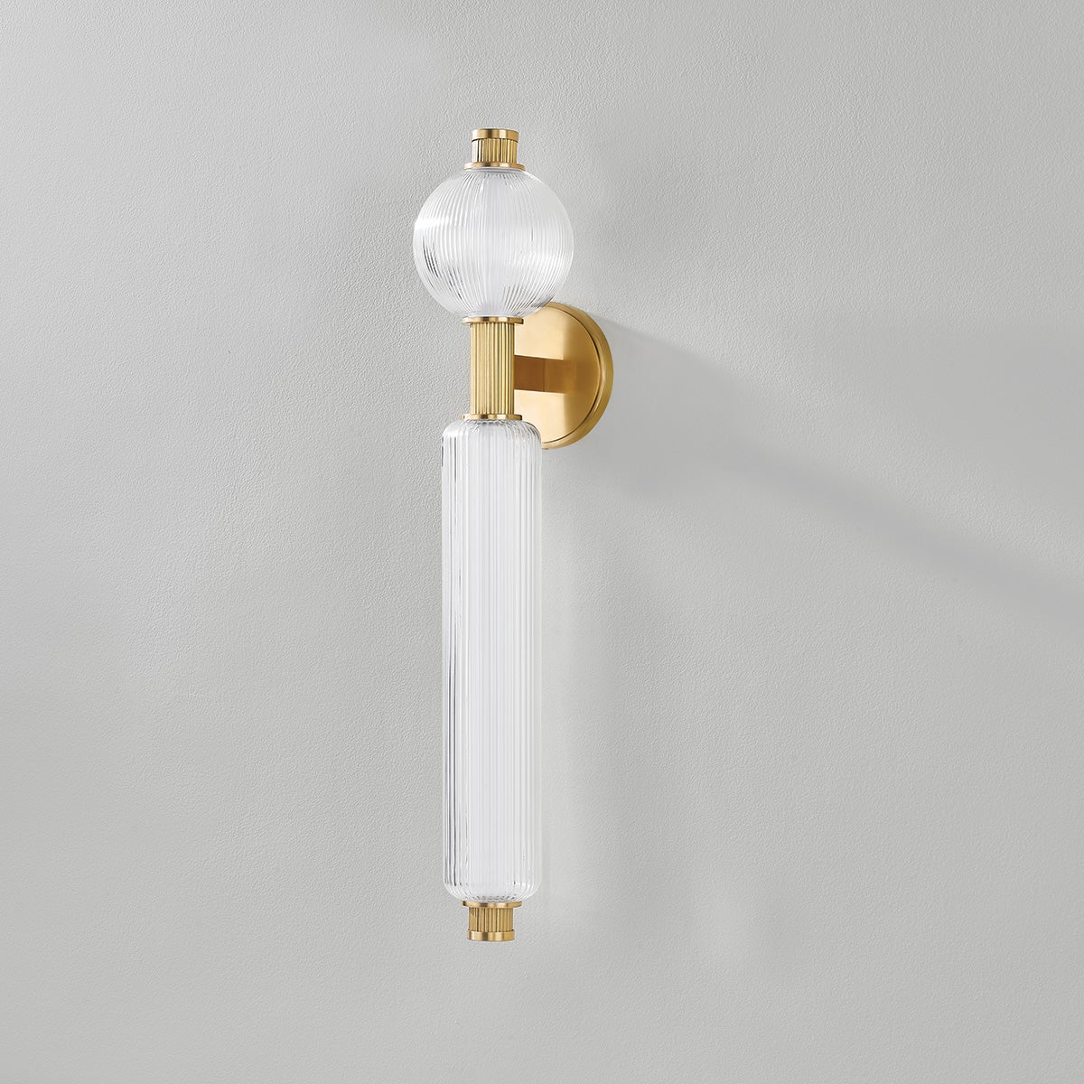 Atom LED Sconce 27.5" in Vintage Brass with Dimmable Mid-Century Sputnik Design by Corbett Lighting