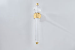 Atom LED Sconce 27.5" in Vintage Brass with Dimmable Mid-Century Sputnik Design by Corbett Lighting