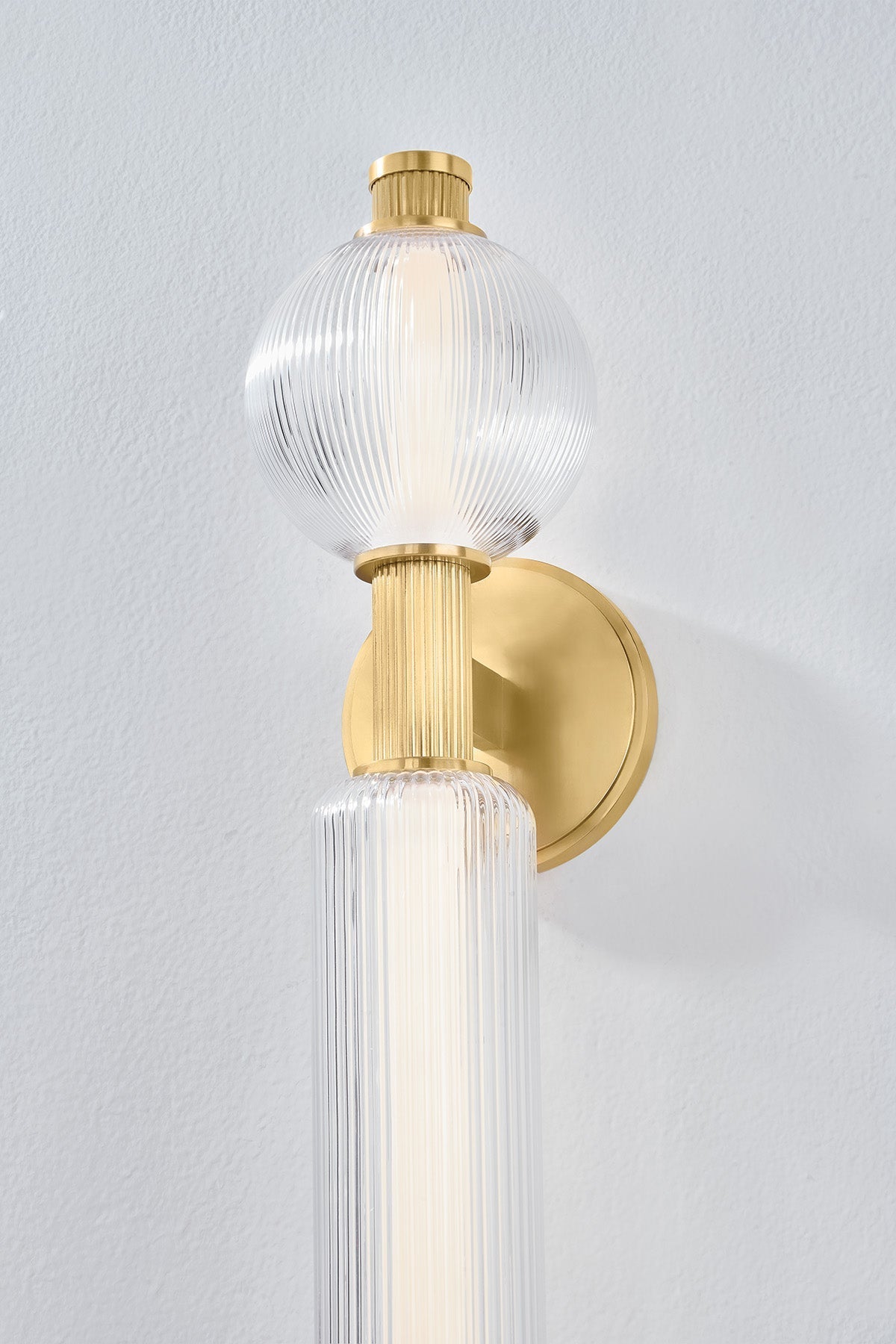 Atom LED Sconce 27.5" in Vintage Brass with Dimmable Mid-Century Sputnik Design by Corbett Lighting