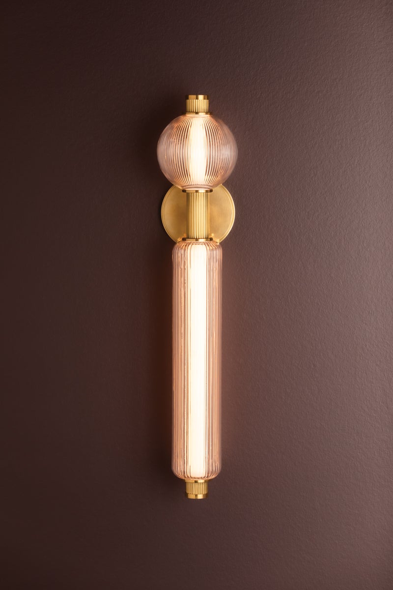 Atom LED Sconce 27.5" in Vintage Brass with Dimmable Mid-Century Sputnik Design by Corbett Lighting