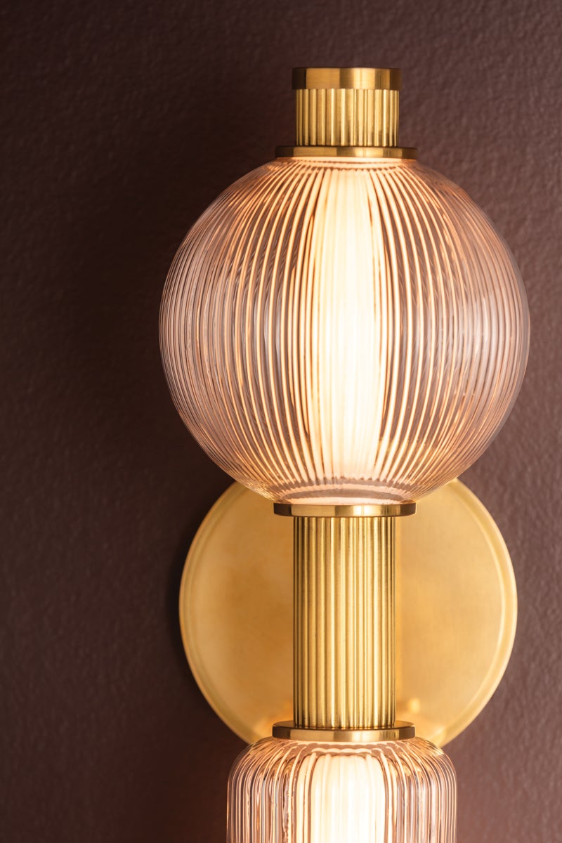 Atom LED Sconce 27.5" in Vintage Brass with Dimmable Mid-Century Sputnik Design by Corbett Lighting