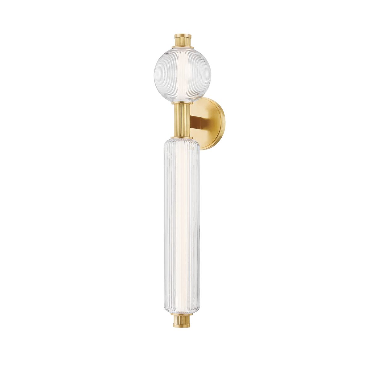 Atom LED Sconce 27.5" in Vintage Brass with Dimmable Mid-Century Sputnik Design by Corbett Lighting