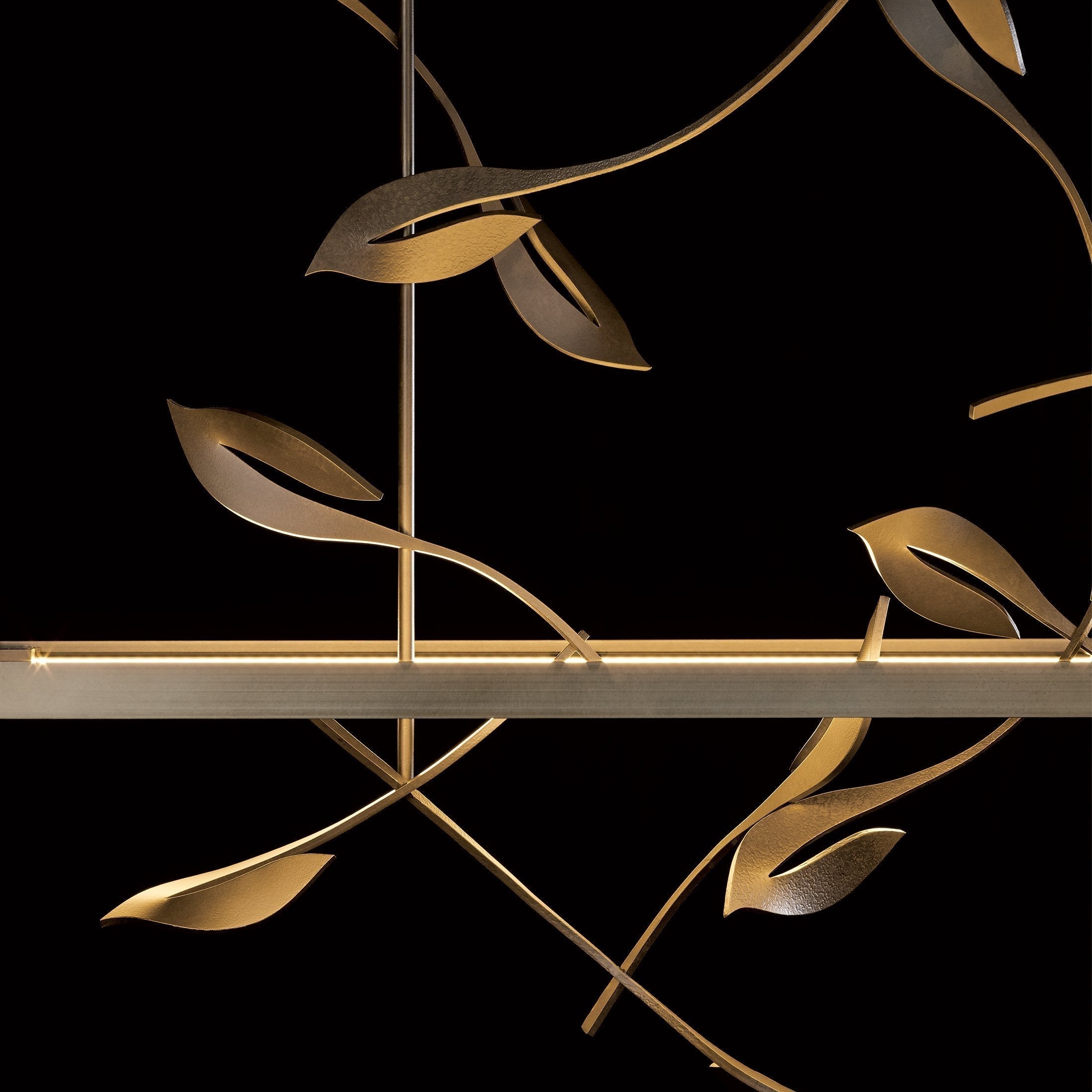 Hubbardton Forge Autumn LED Pendant Light, Dimmable, Hand-Forged Leaf Design, 48W, 1560 Lumens