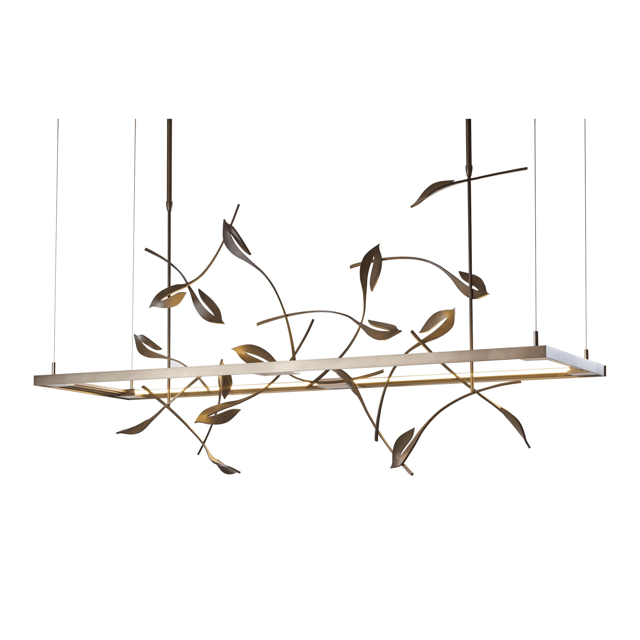 Hubbardton Forge Autumn LED Pendant Light, Dimmable, Hand-Forged Leaf Design, 48W, 1560 Lumens