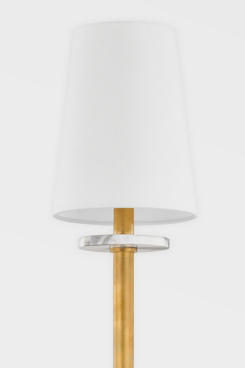 Avesta Sconce 21.75" Height by Corbett Lighting - Dimmable Vintage Brass Wall Light with Linen Shade