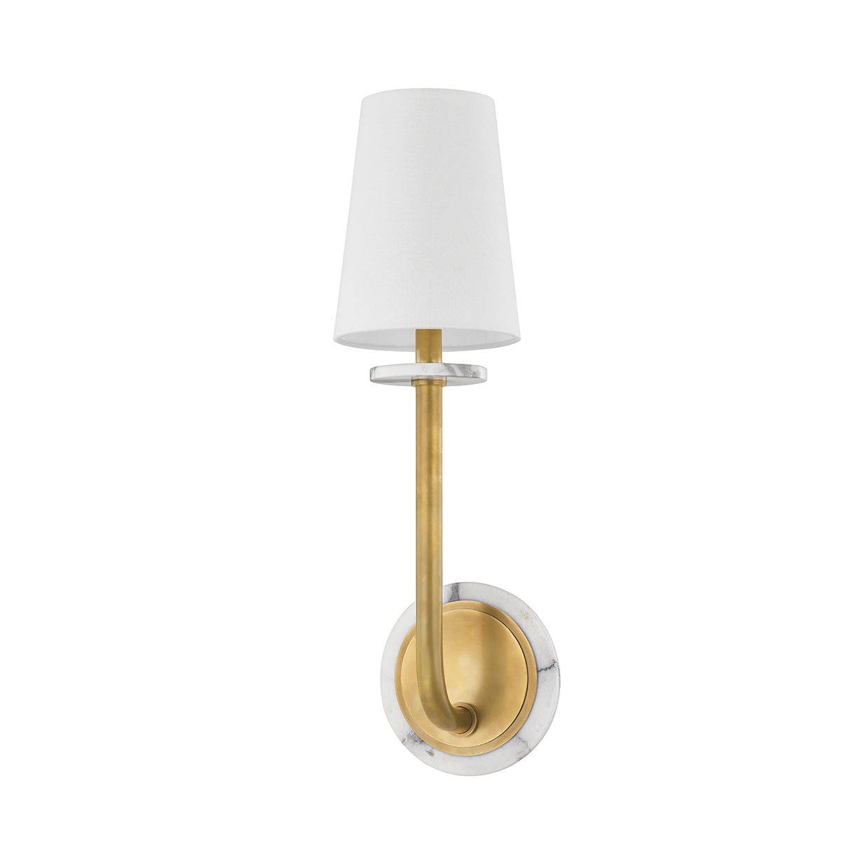 Avesta Sconce 21.75" Height by Corbett Lighting - Dimmable Vintage Brass Wall Light with Linen Shade