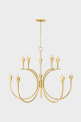 Aviana 10-Light Art Deco Chandelier by Mitzi in Aged Brass - Dimmable with Impressive Illumination