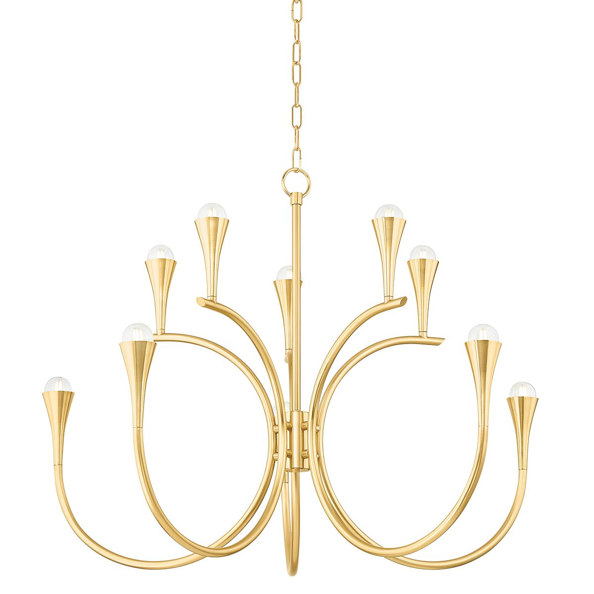 Aviana 10-Light Art Deco Chandelier by Mitzi in Aged Brass - Dimmable with Impressive Illumination