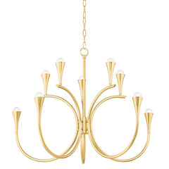 Aviana 10-Light Art Deco Chandelier by Mitzi in Aged Brass - Dimmable with Impressive Illumination