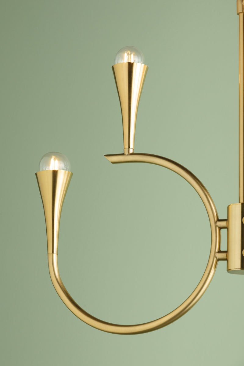 Aviana 6-Light Chandelier With Adjustable Height And Dimmable Lighting In Aged Brass Finish