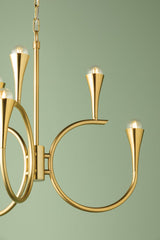 Aviana 6-Light Chandelier With Adjustable Height And Dimmable Lighting In Aged Brass Finish