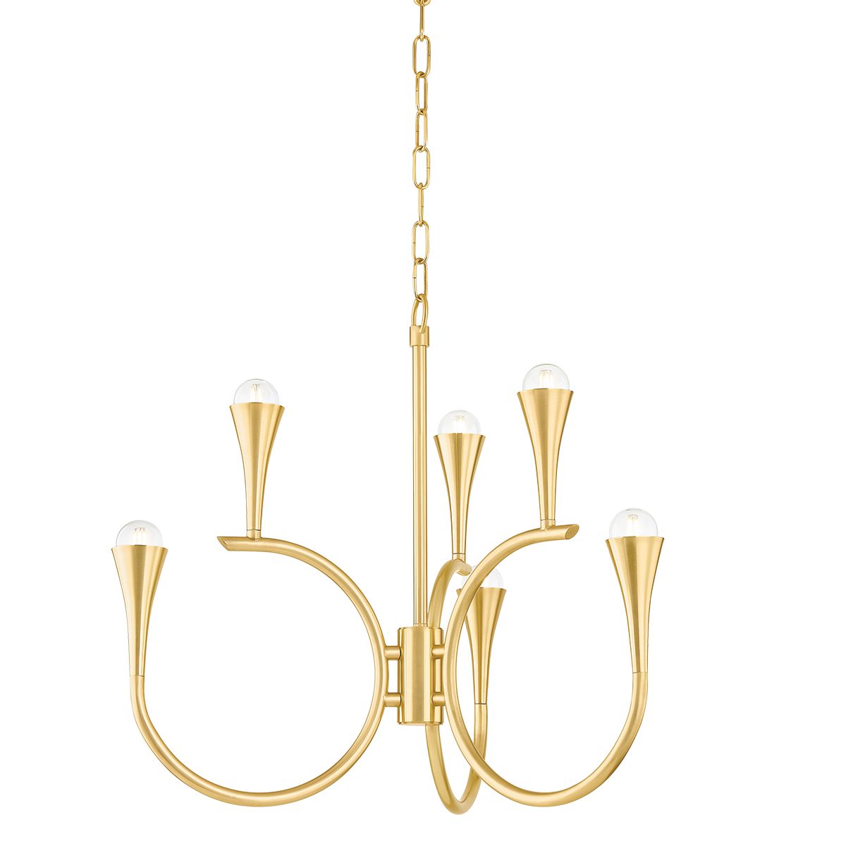 Aviana 6-Light Chandelier With Adjustable Height And Dimmable Lighting In Aged Brass Finish