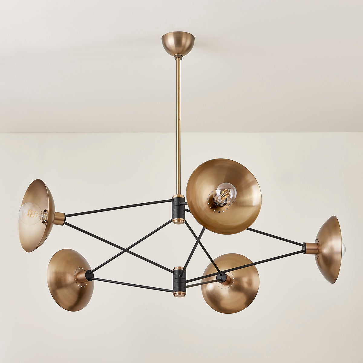 Axel Large Rhombus Chandelier by Troy Lighting, 5 Lights, Adjustable Height, Patina Brass Finish