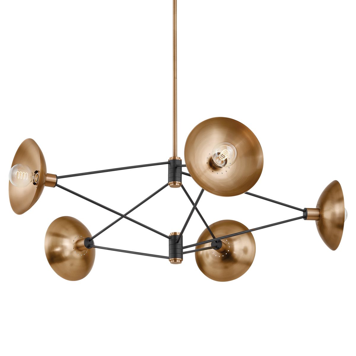 Axel Large Rhombus Chandelier by Troy Lighting, 5 Lights, Adjustable Height, Patina Brass Finish