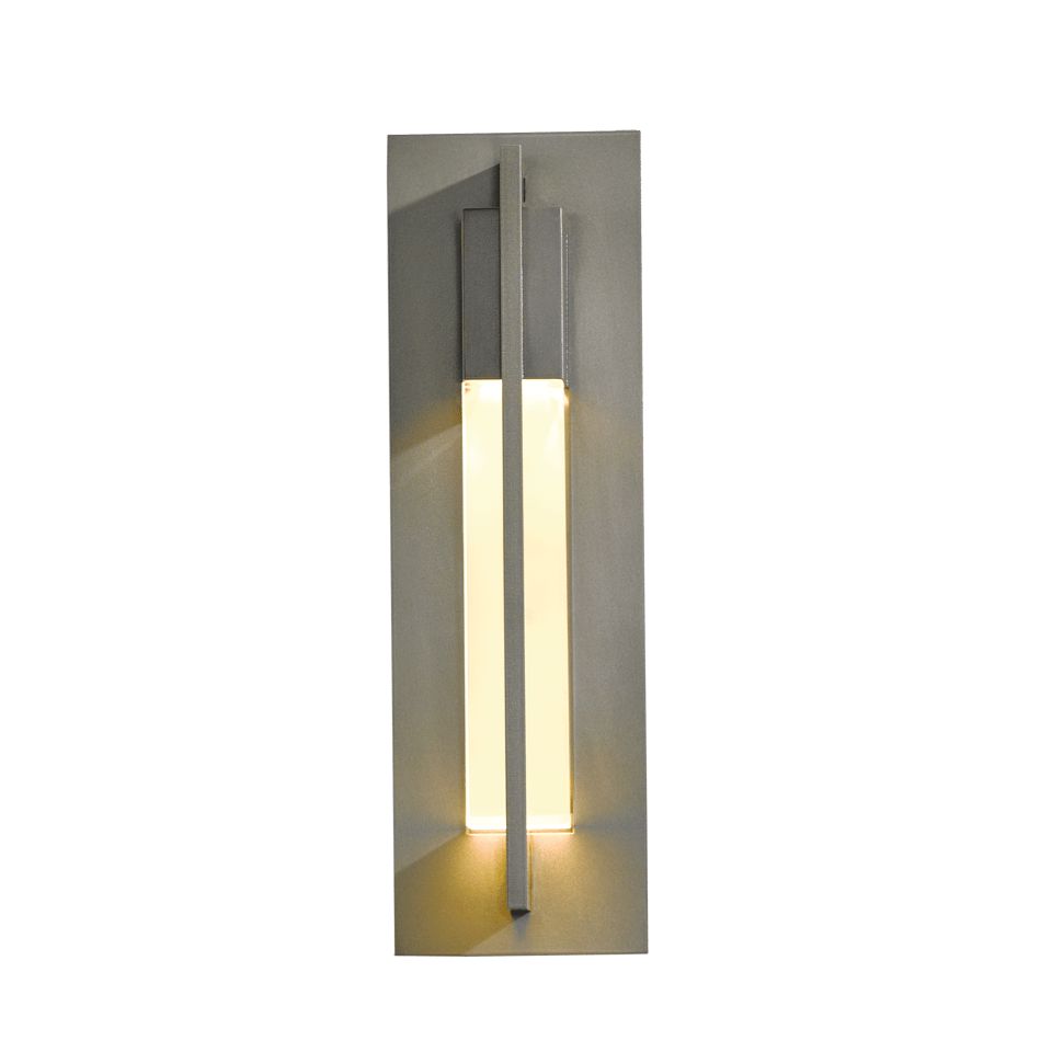 Axis Small Outdoor Sconce by Hubbardton Forge with Clear Glass Shade, 15" H, Energy Efficient Design