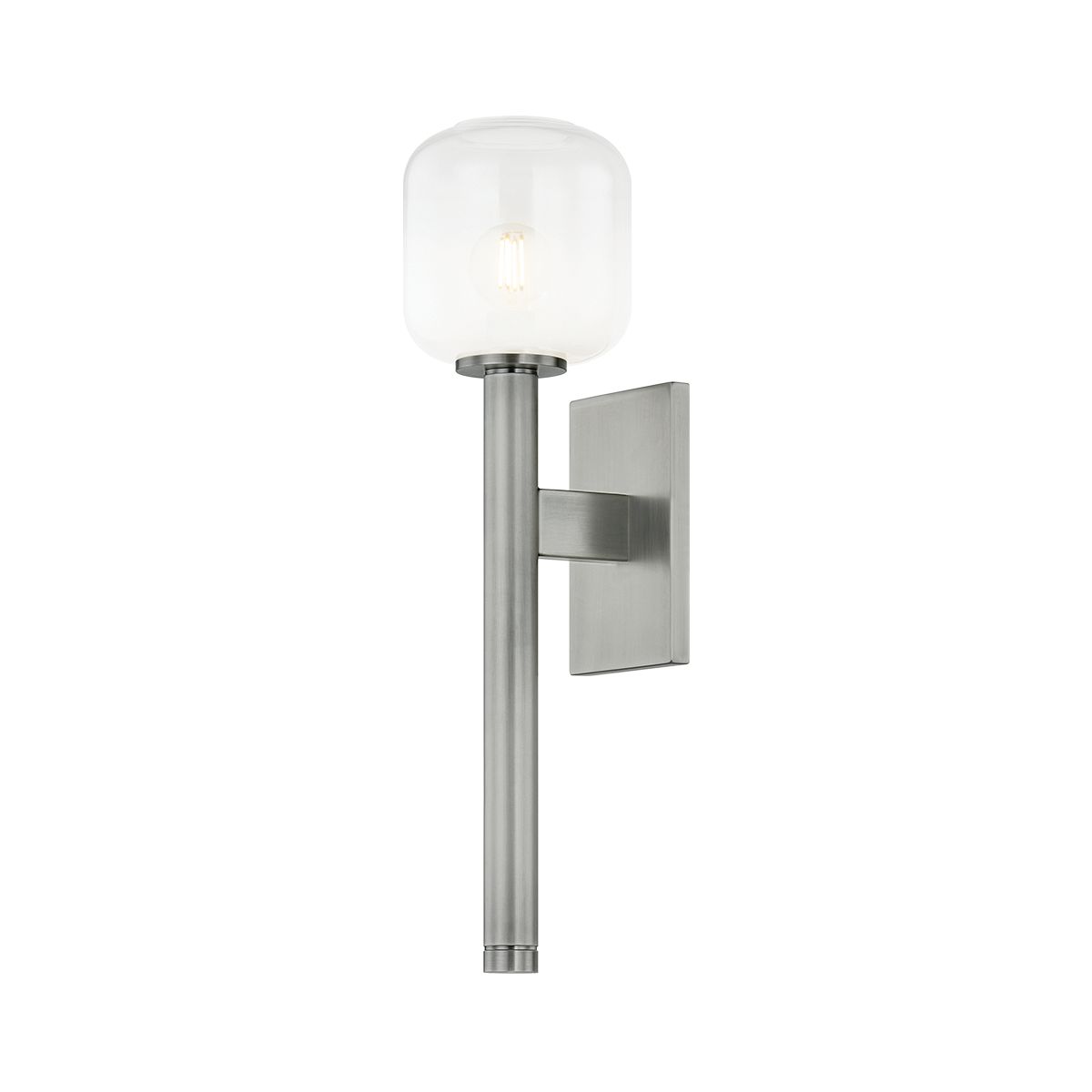 Axton 1-Light Wall Sconce by Troy Lighting, Dimmable, Patina Brass or Vintage Pewter Finish, Sfumato Glass Shade