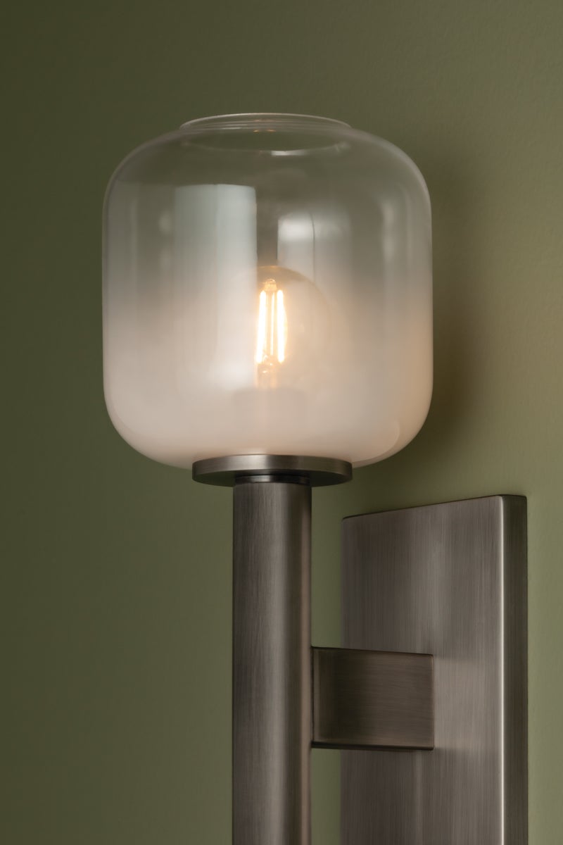 Axton 1-Light Wall Sconce by Troy Lighting, Dimmable, Patina Brass or Vintage Pewter Finish, Sfumato Glass Shade