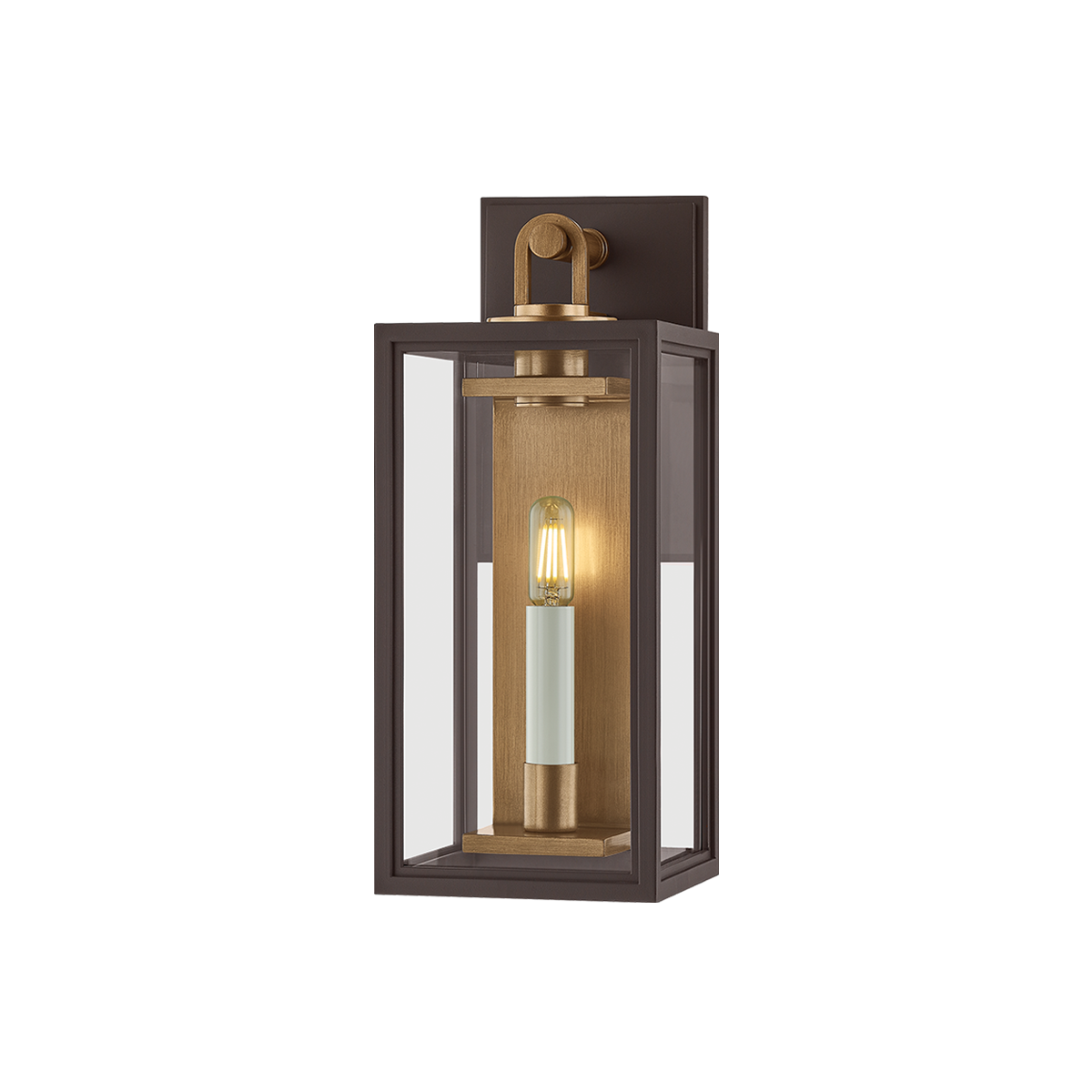 Troy Lighting Arnold Small Exterior Wall Sconce, True Bronze & Patina Brass, 14.75" H x 6" W