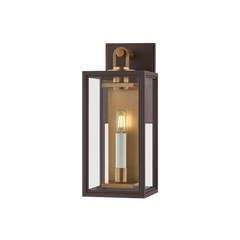 Troy Lighting Arnold Small Exterior Wall Sconce, True Bronze & Patina Brass, 14.75" H x 6" W