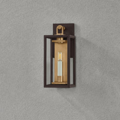 Troy Lighting Arnold Small Exterior Wall Sconce, True Bronze & Patina Brass, 14.75" H x 6" W