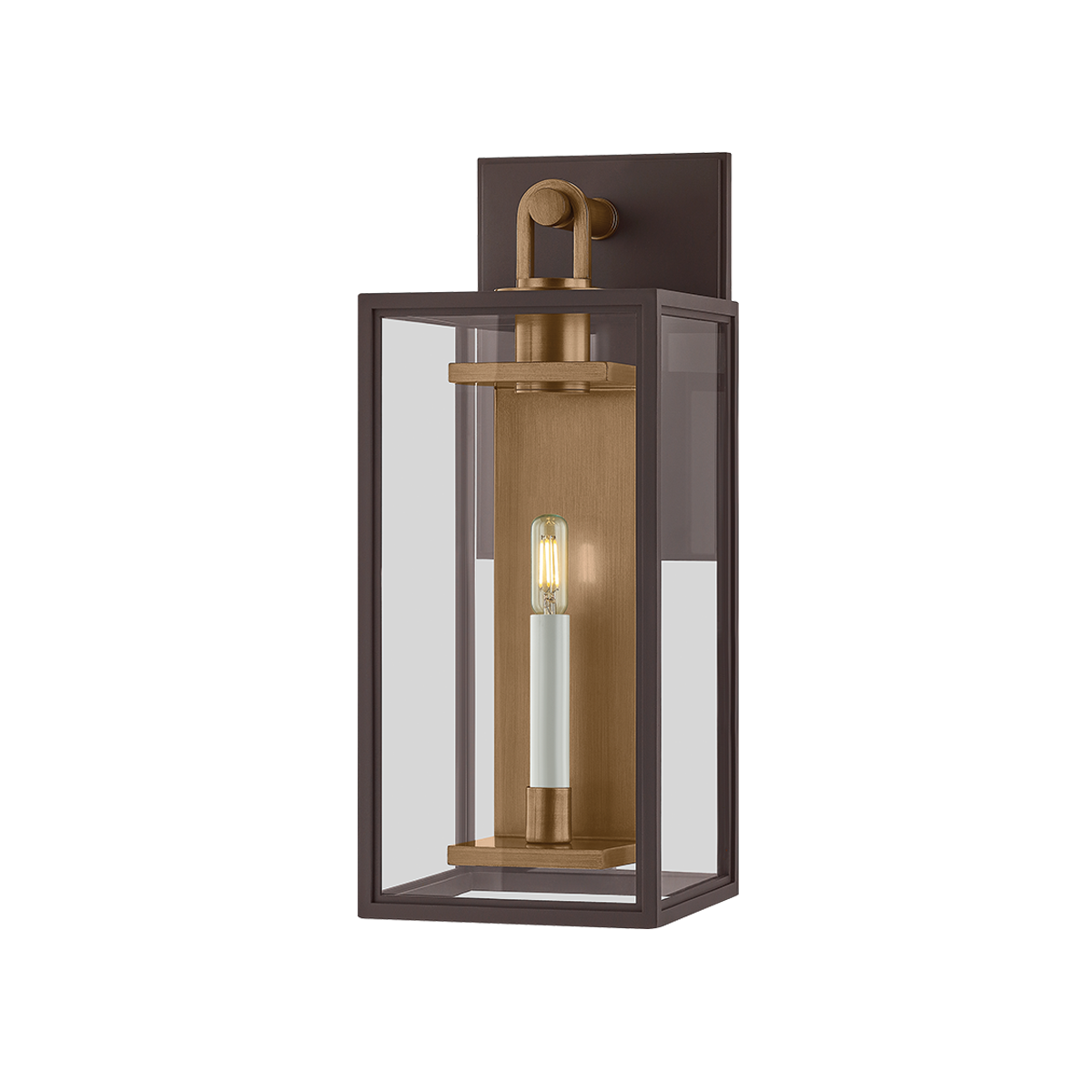 Troy Lighting Arnold Medium Exterior Wall Sconce, True Bronze & Patina Brass, ETL Wet Rated, Dimmable